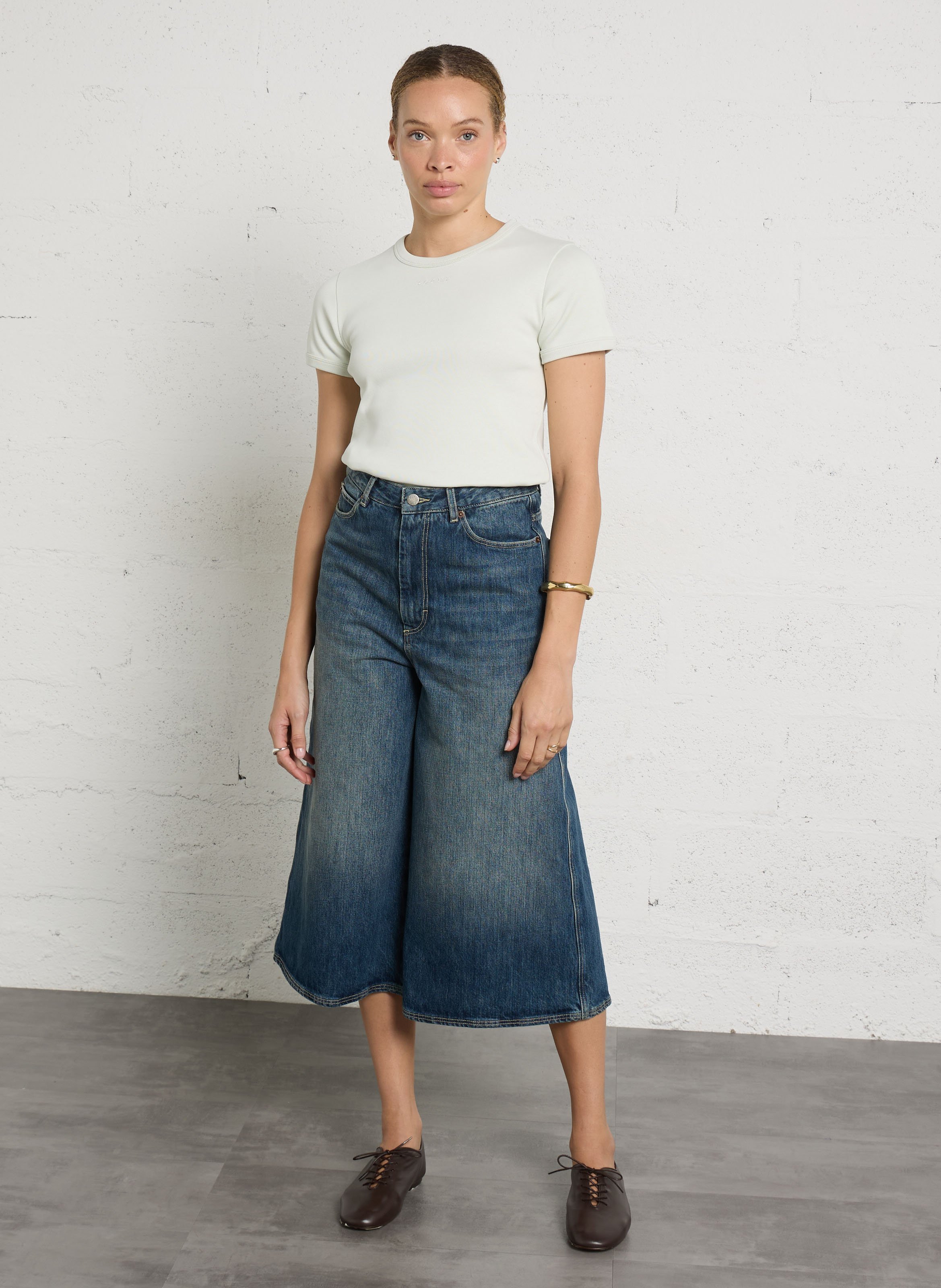 Bermuda large taille haute en jean joyce SOEUR Bleu
