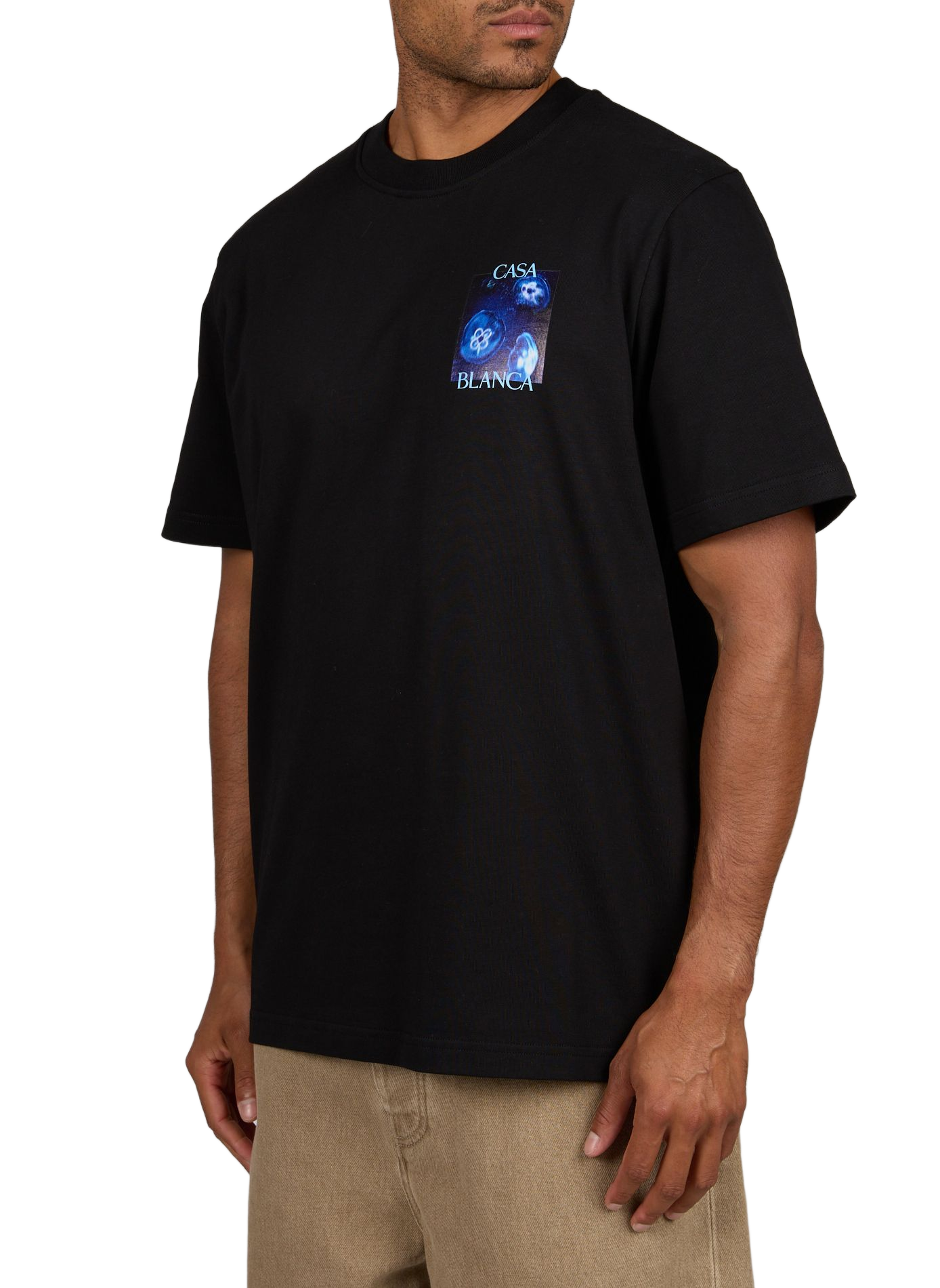 Oversized round neck cotton printed t-shirt CASABLANCA PARIS Black