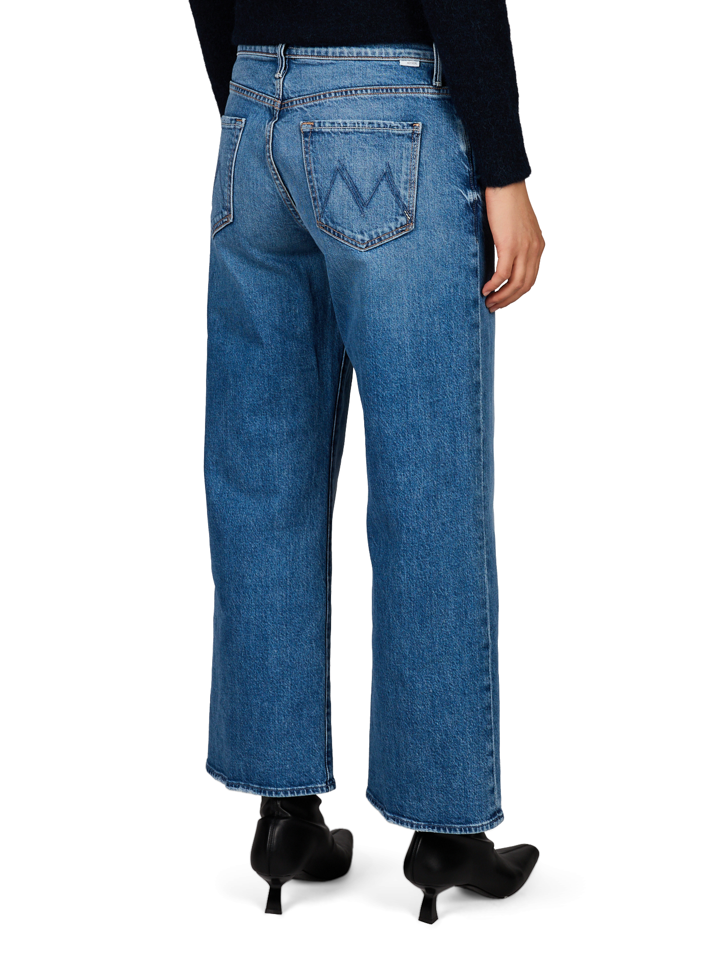 Weites Bein Die Mid Rise Maven Flood aus Baumwollmischung MOTHER Blau