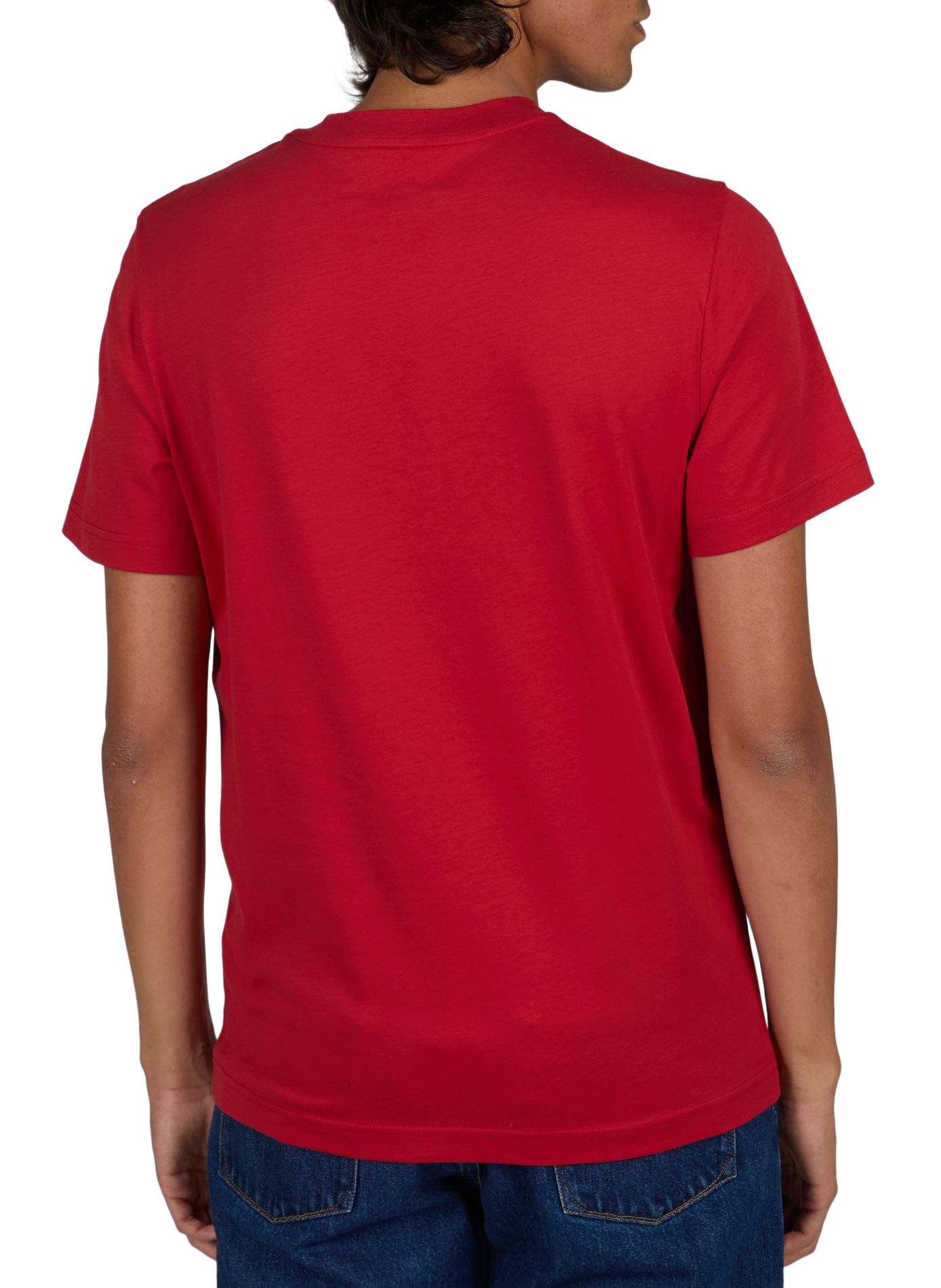 Gerades einfarbiges T-Shirt mit Rundhalsausschnitt MONCLER Rot