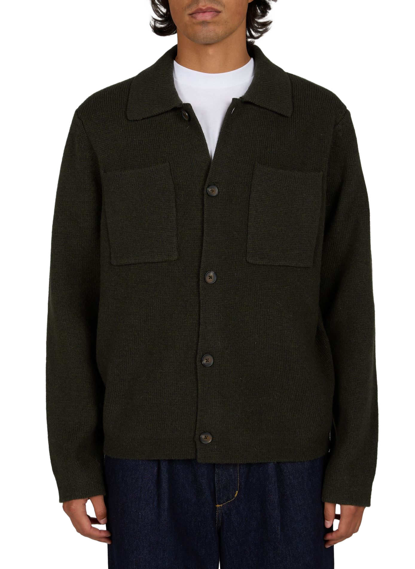 Straight wool button-up cardigan LES DEUX Green