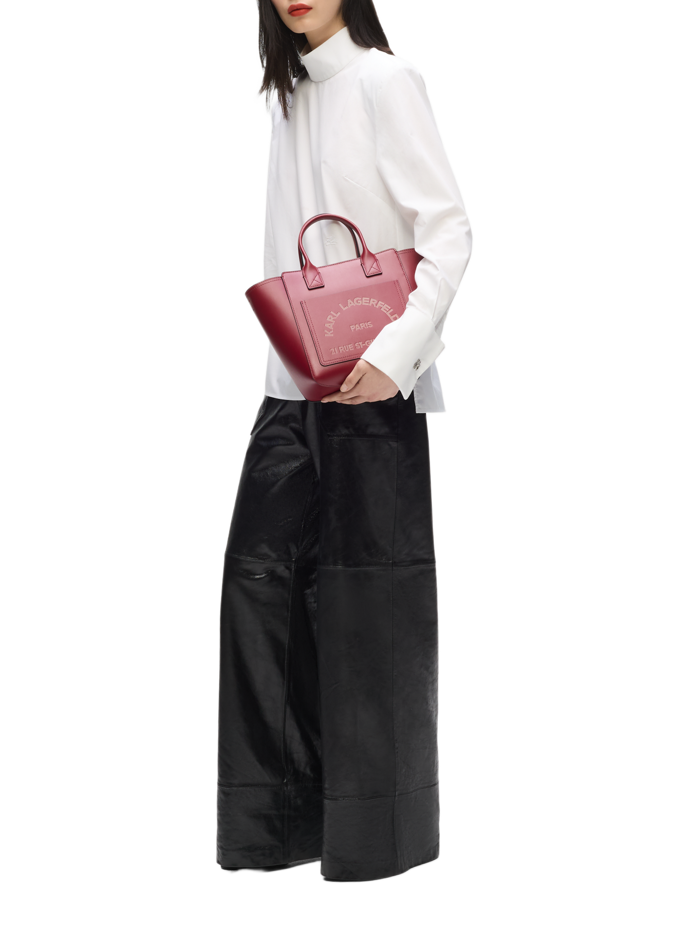 Shopper tas K/Daily met afneembare leren band KARL LAGERFELD Rood