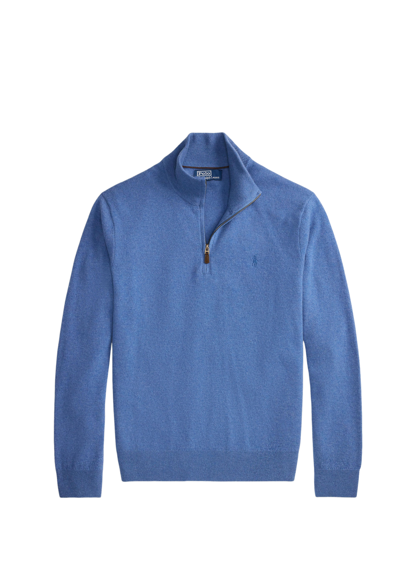 Pull col zippé en laine  Blue borage heather