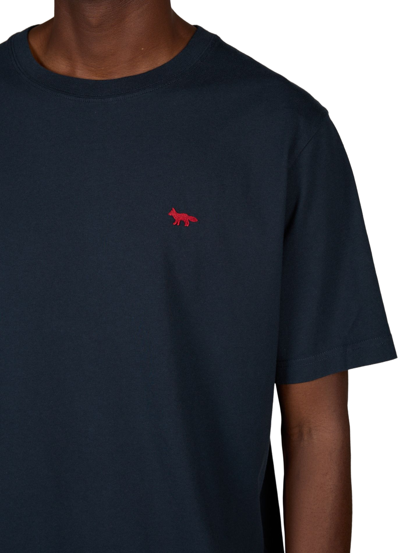 Gerade geschnittenes T-Shirt mit Logo aus Baumwolle MAISON KITSUNÉ Blau