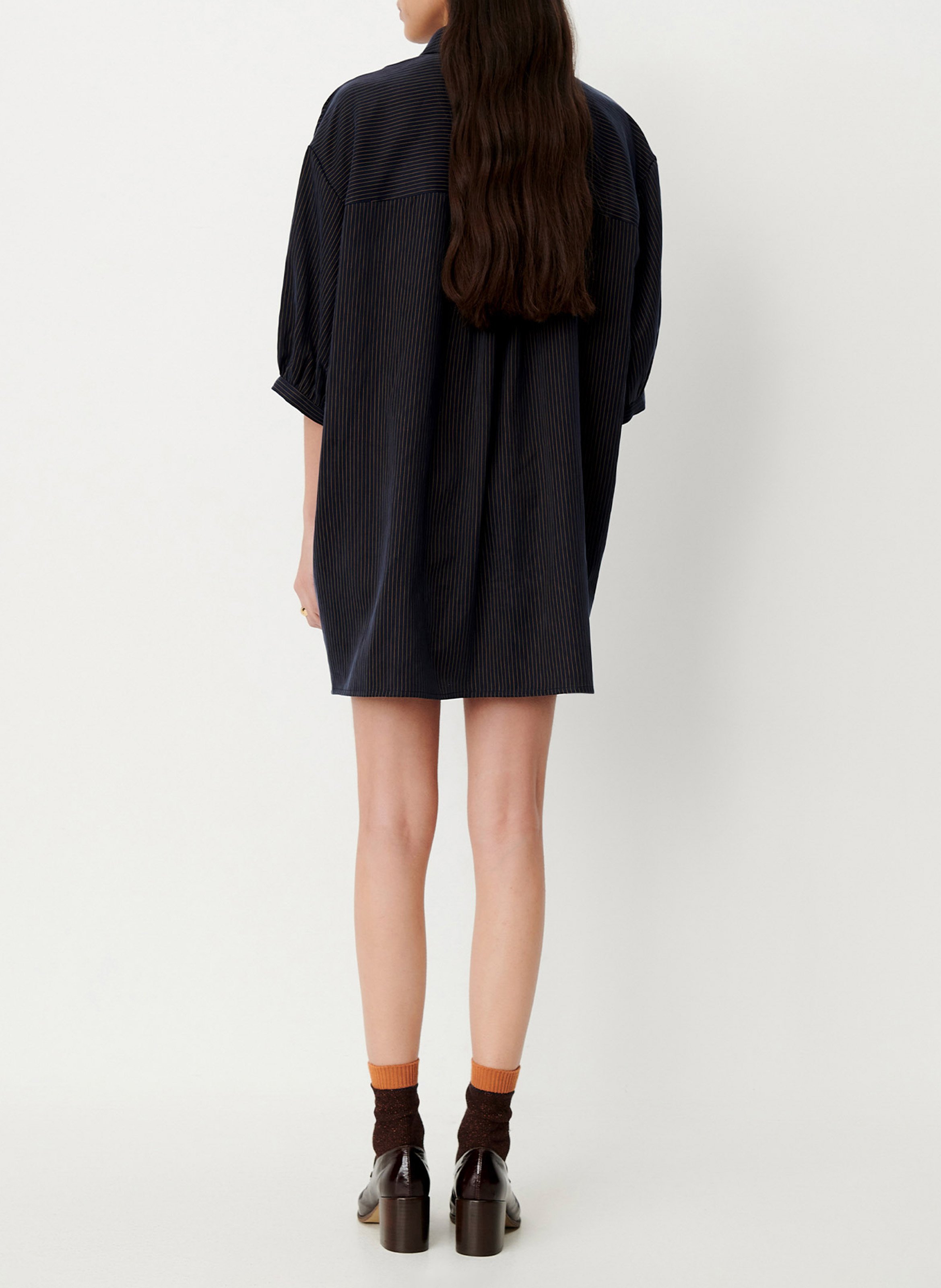 Robe courte droite col classique rayée courtney SESSUN Bleu