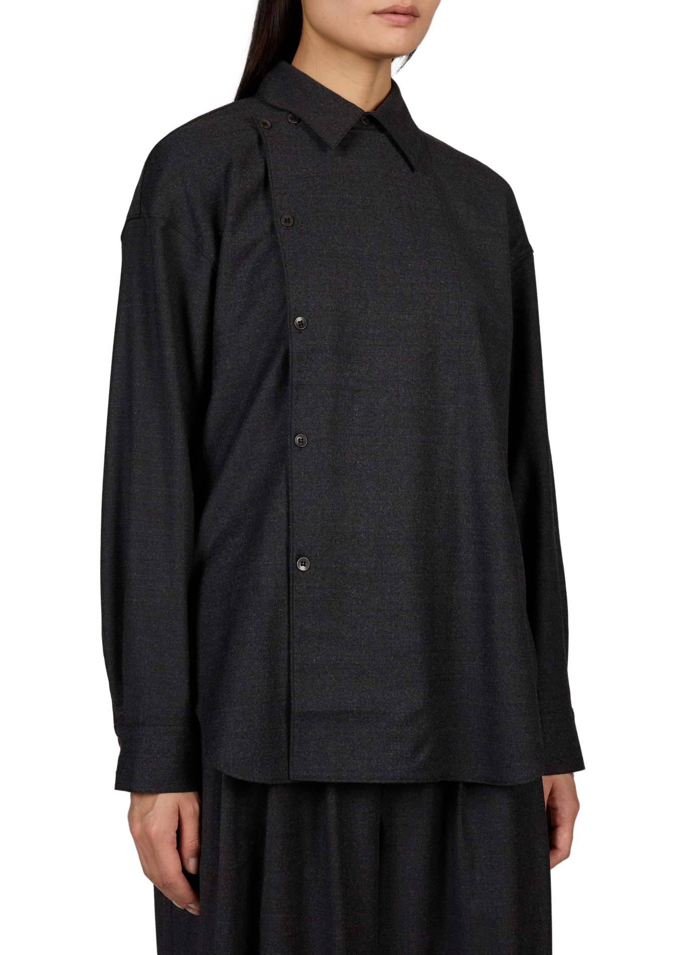 Chemise ample boutonnée en laine mélangée TIBI Gris