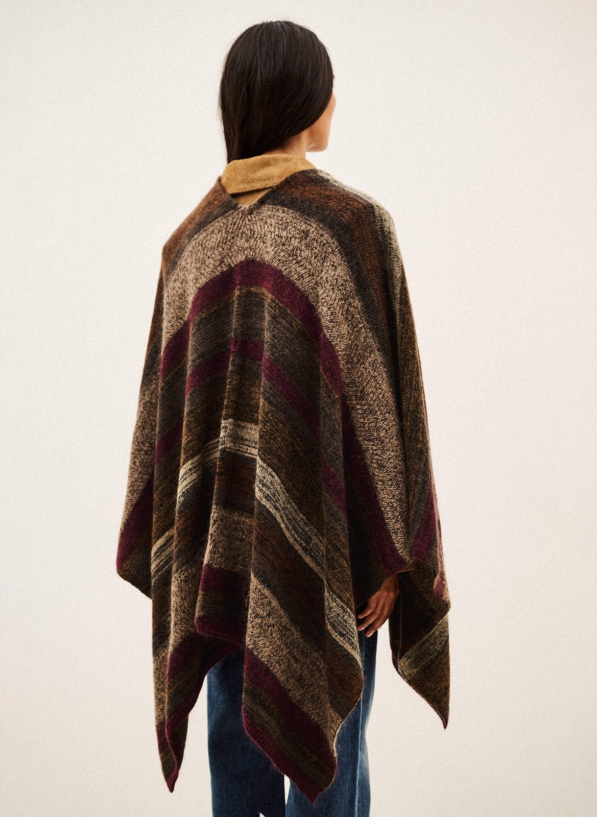 Poncho large en laine mélangée perros BA&SH Marron