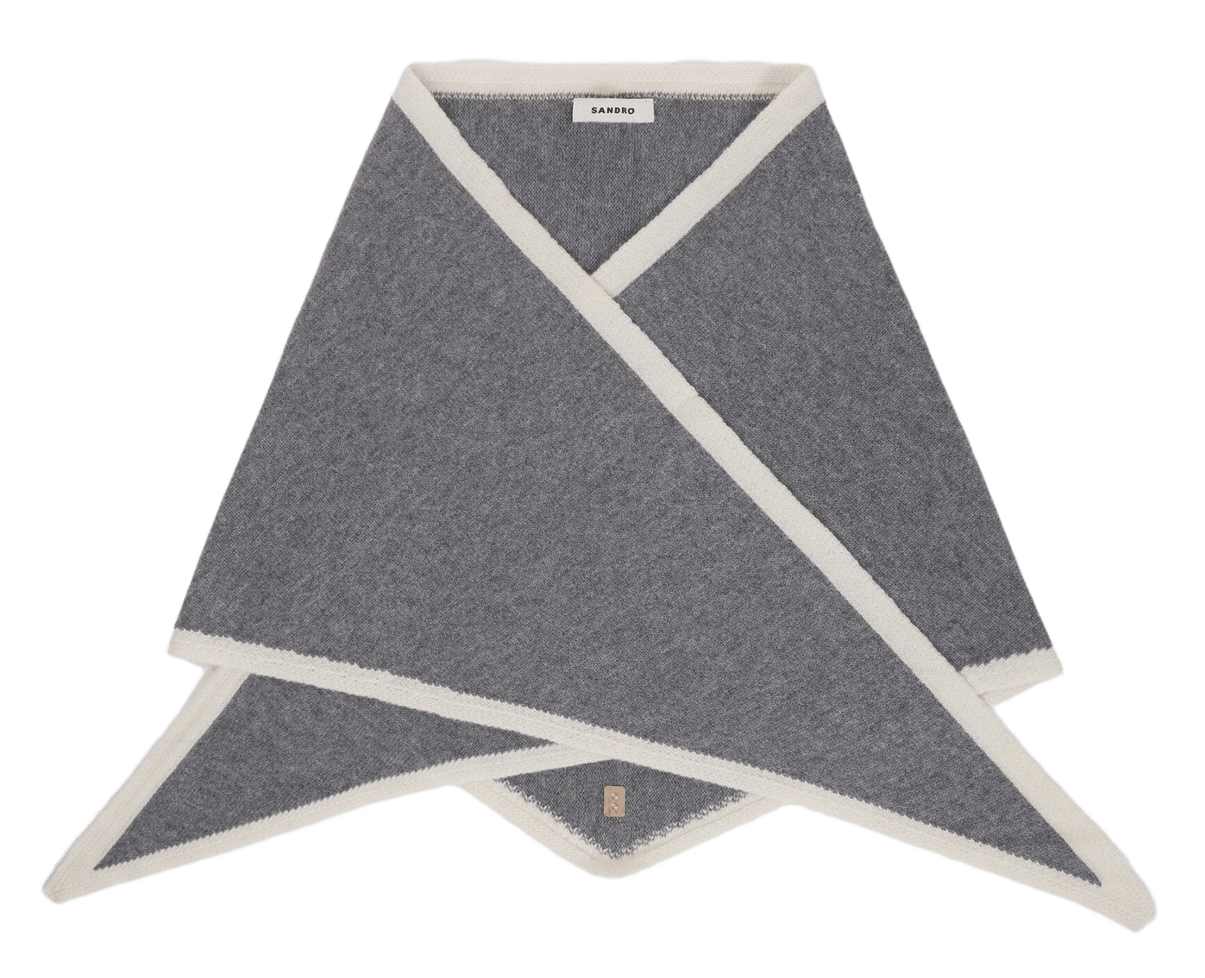 Foulard triangle bicolore en laine et cachemire SANDRO Gris