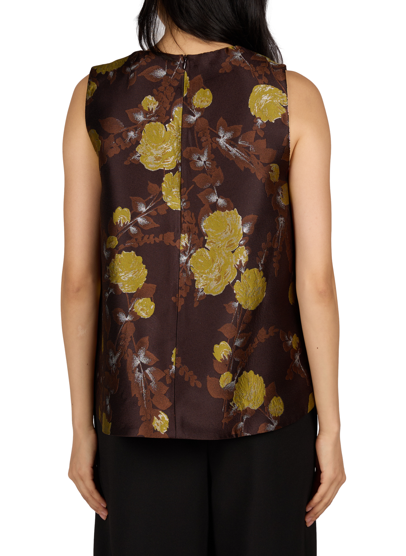 Straight-fit printed scoop-neck tank top LA DOUBLEJ Brown