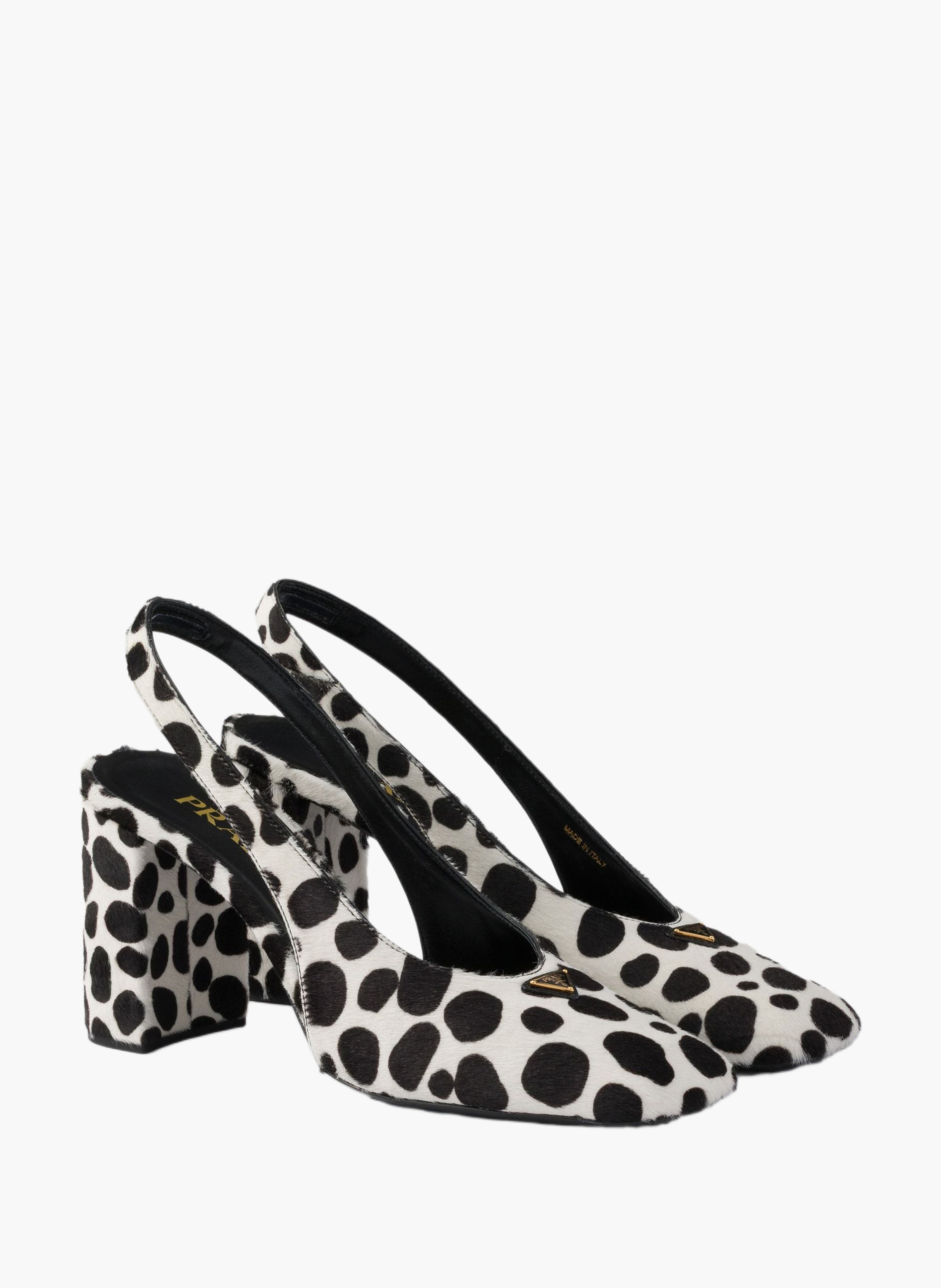Escarpins à bride arrière en cuir de veau imprimé PRADA Blanc