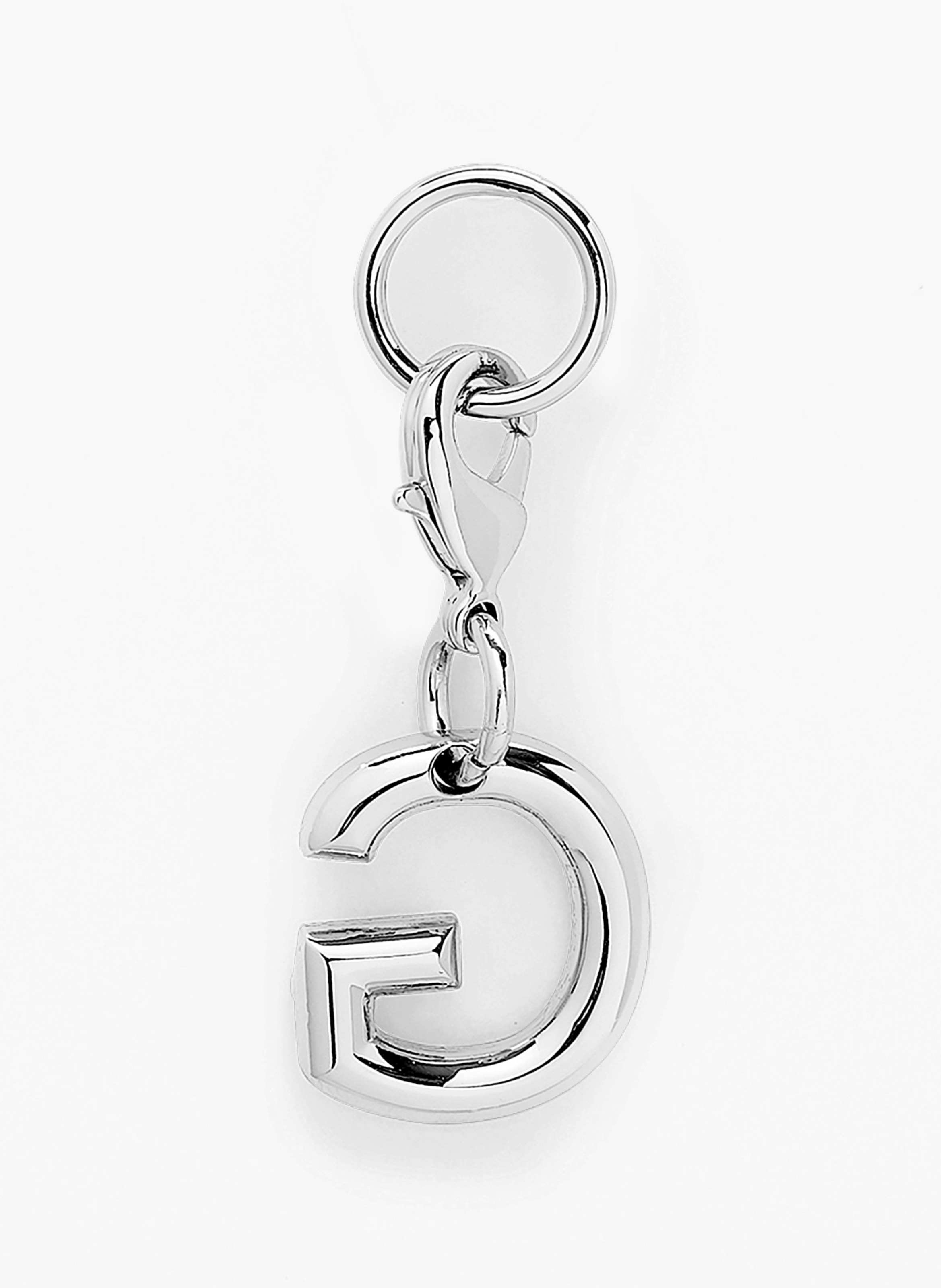 Charme en métal argenté en forme de lettre g de lancel. LANCEL Argent