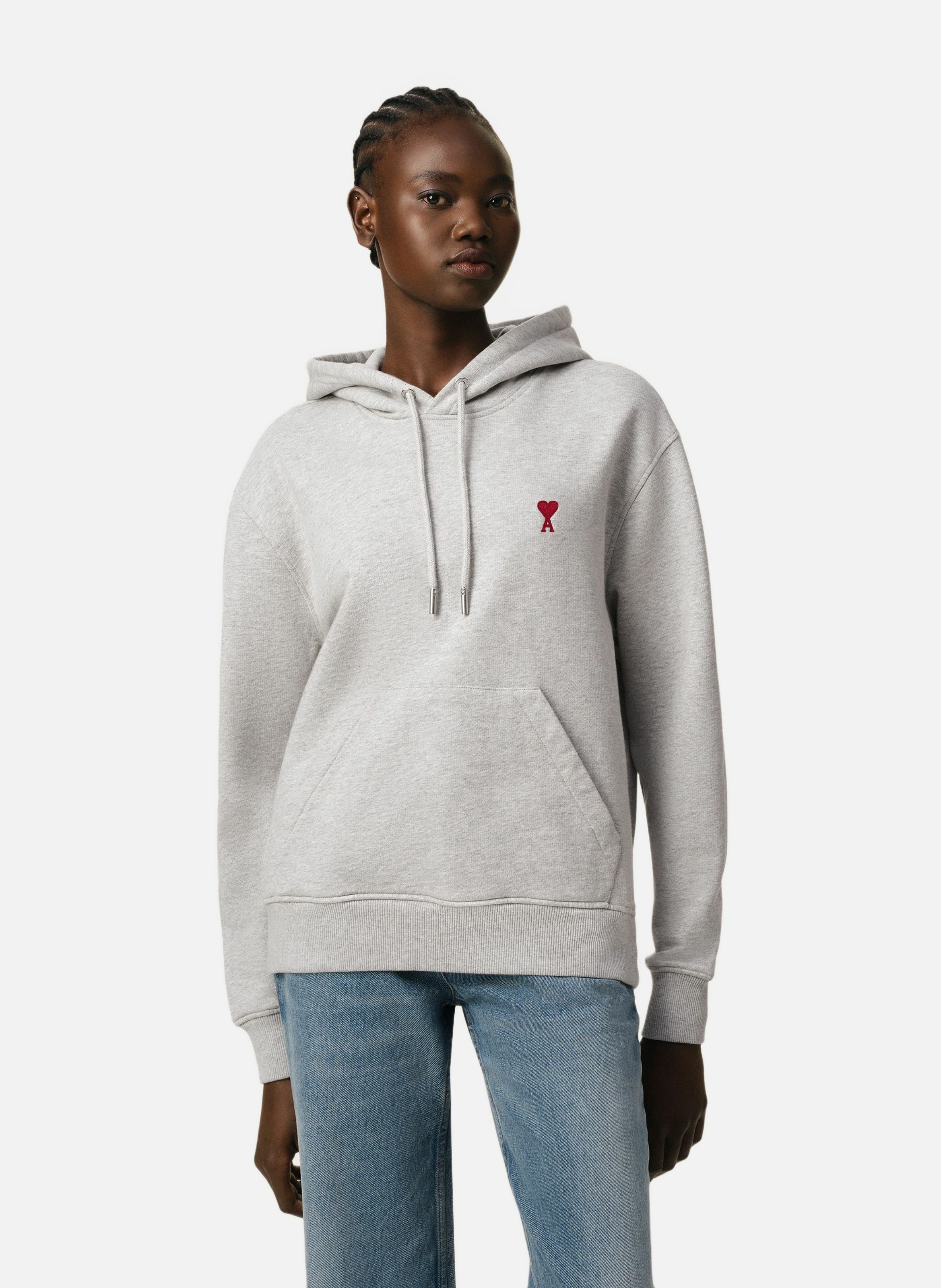 Hoodie ami de coeur rouge unisexe AMI PARIS Gris