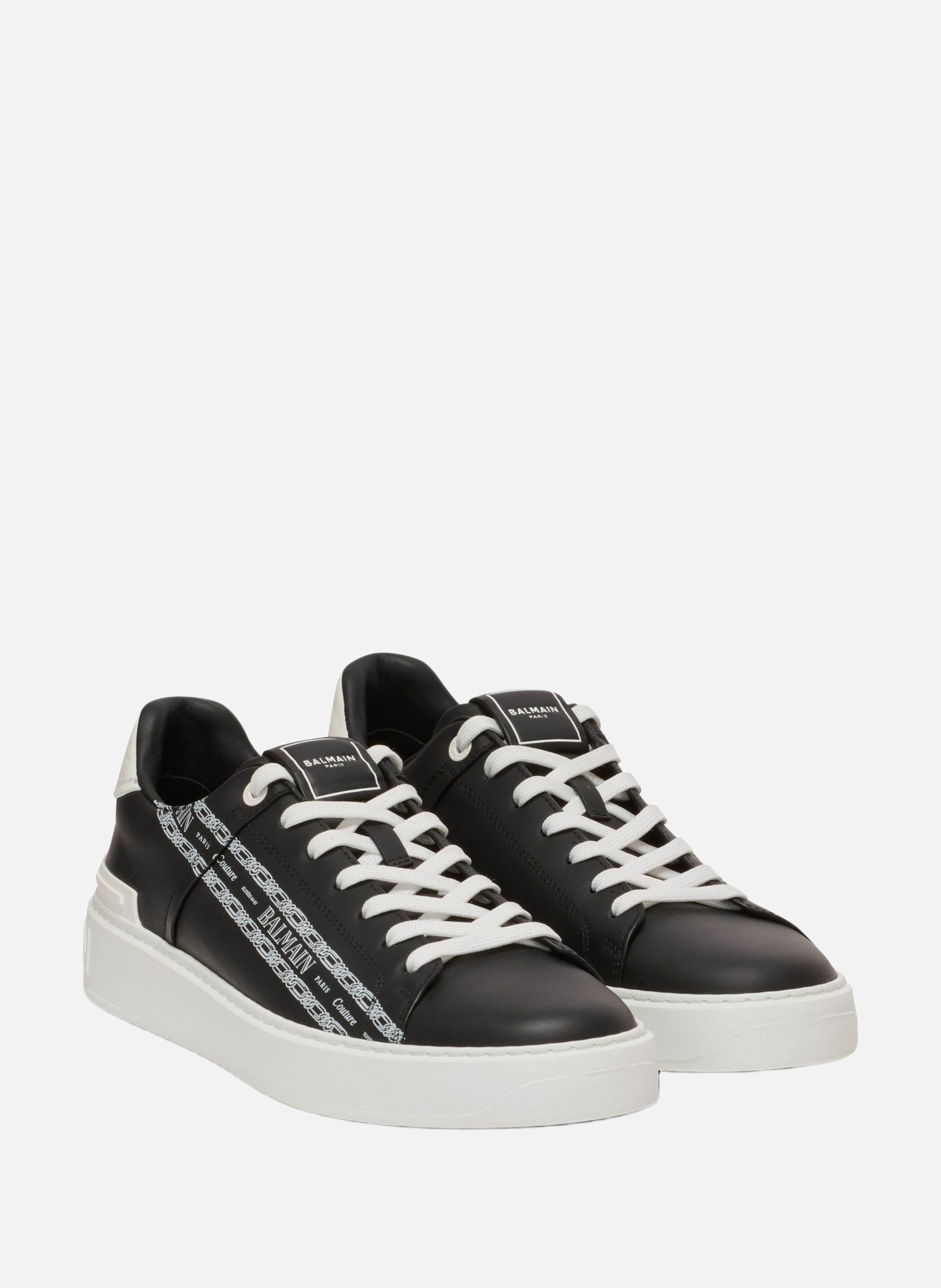 Baskets b-court en cuir de veau imprimé BALMAIN Noir