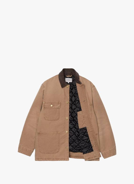 Veste ample à col contrasté en denim de coton | Beige by CARHARTT WIP Veste ample à col contrasté en denim de coton Beige