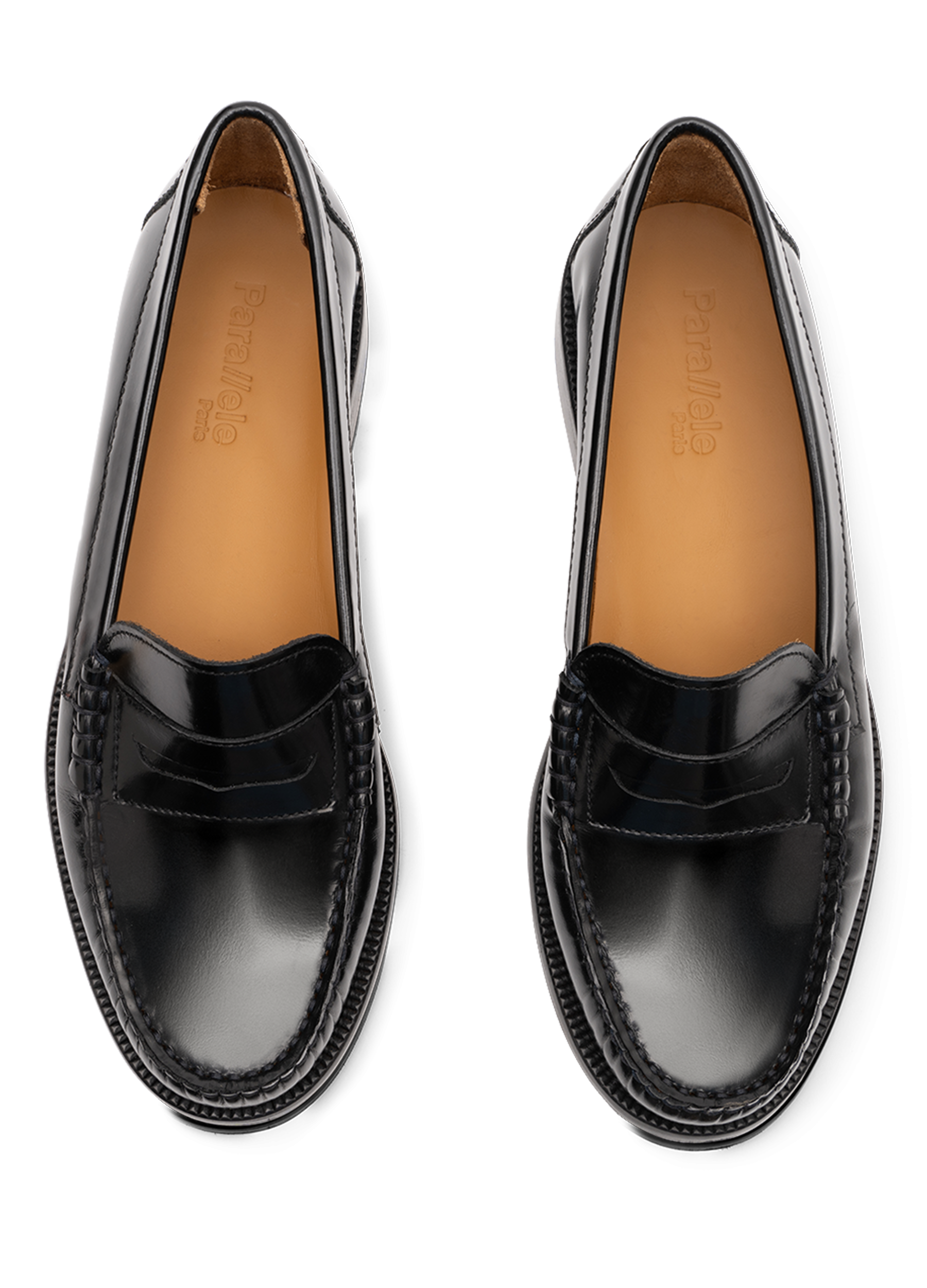 Mocassins stanford en veau brossé PARALLELE Noir