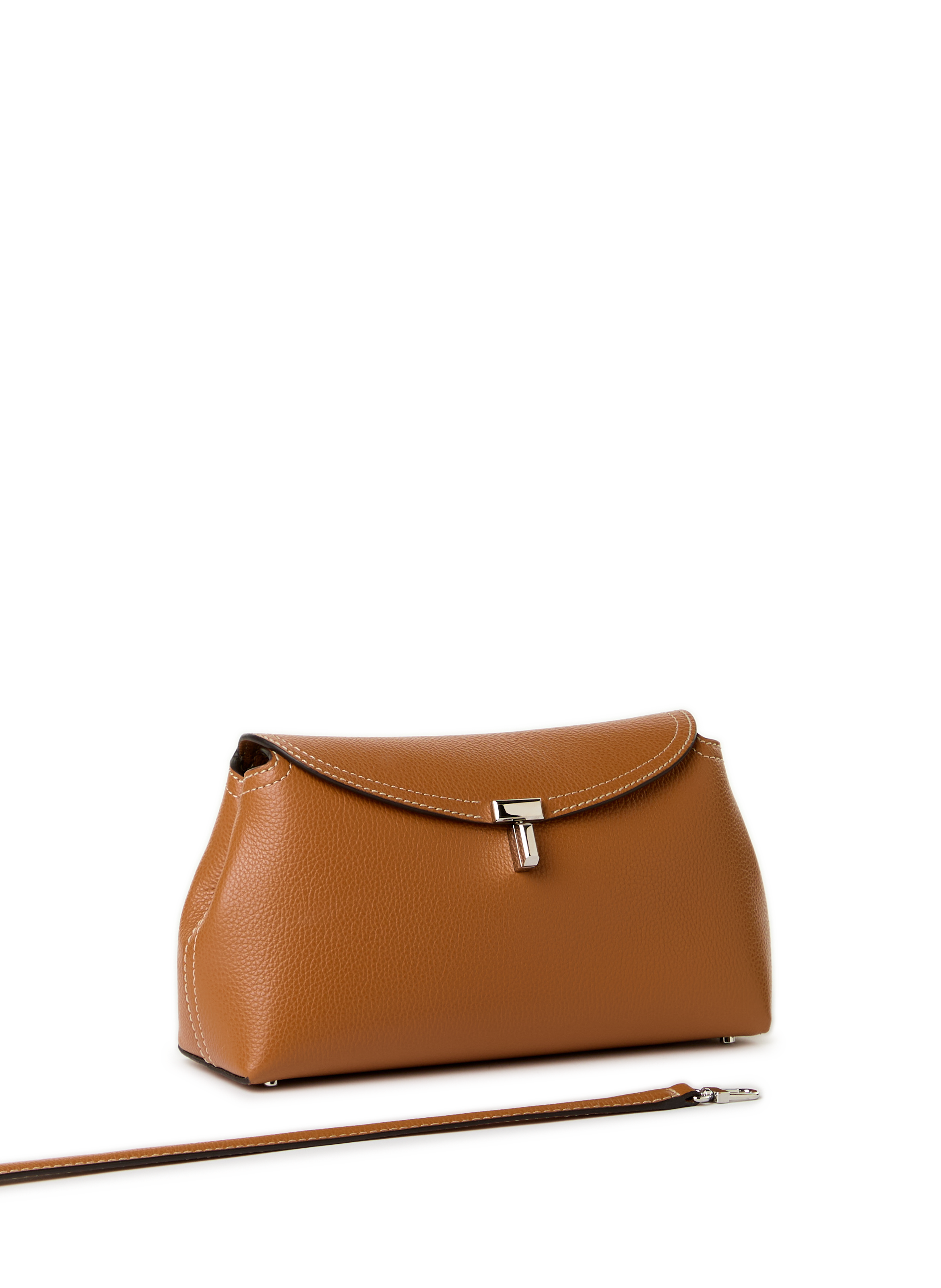 Leather T-lock clutch TOTEME Brown