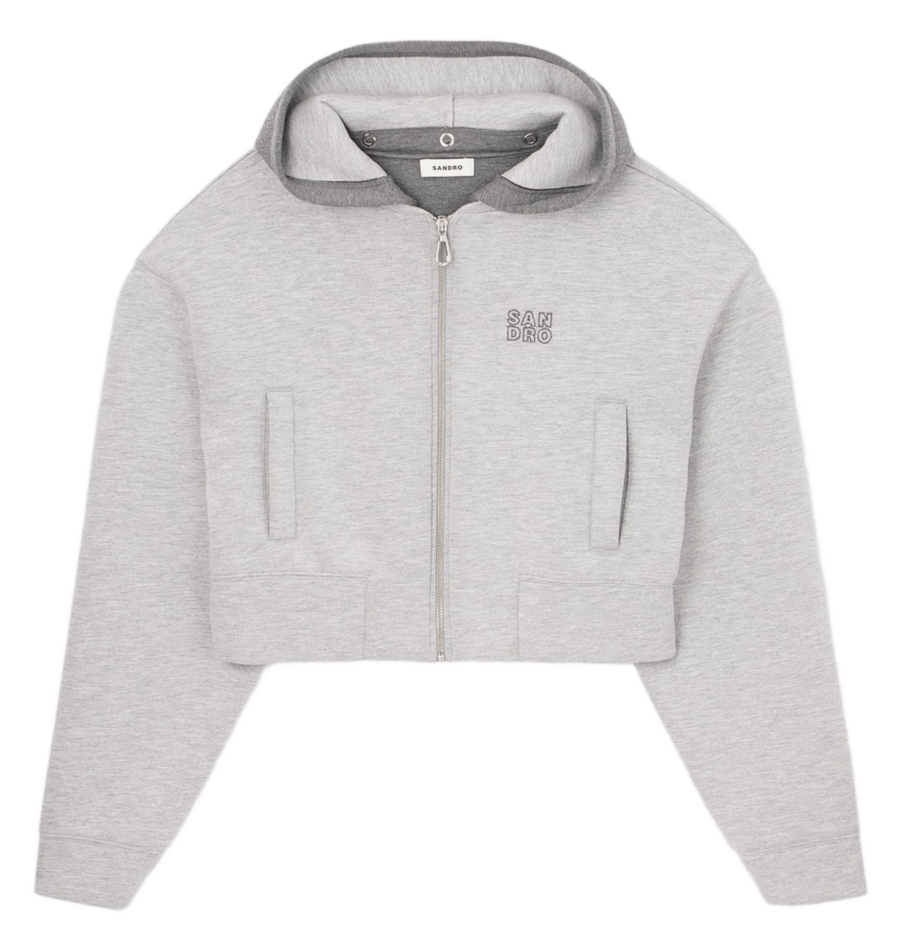 Sweat court zippé à capuche SANDRO Gris