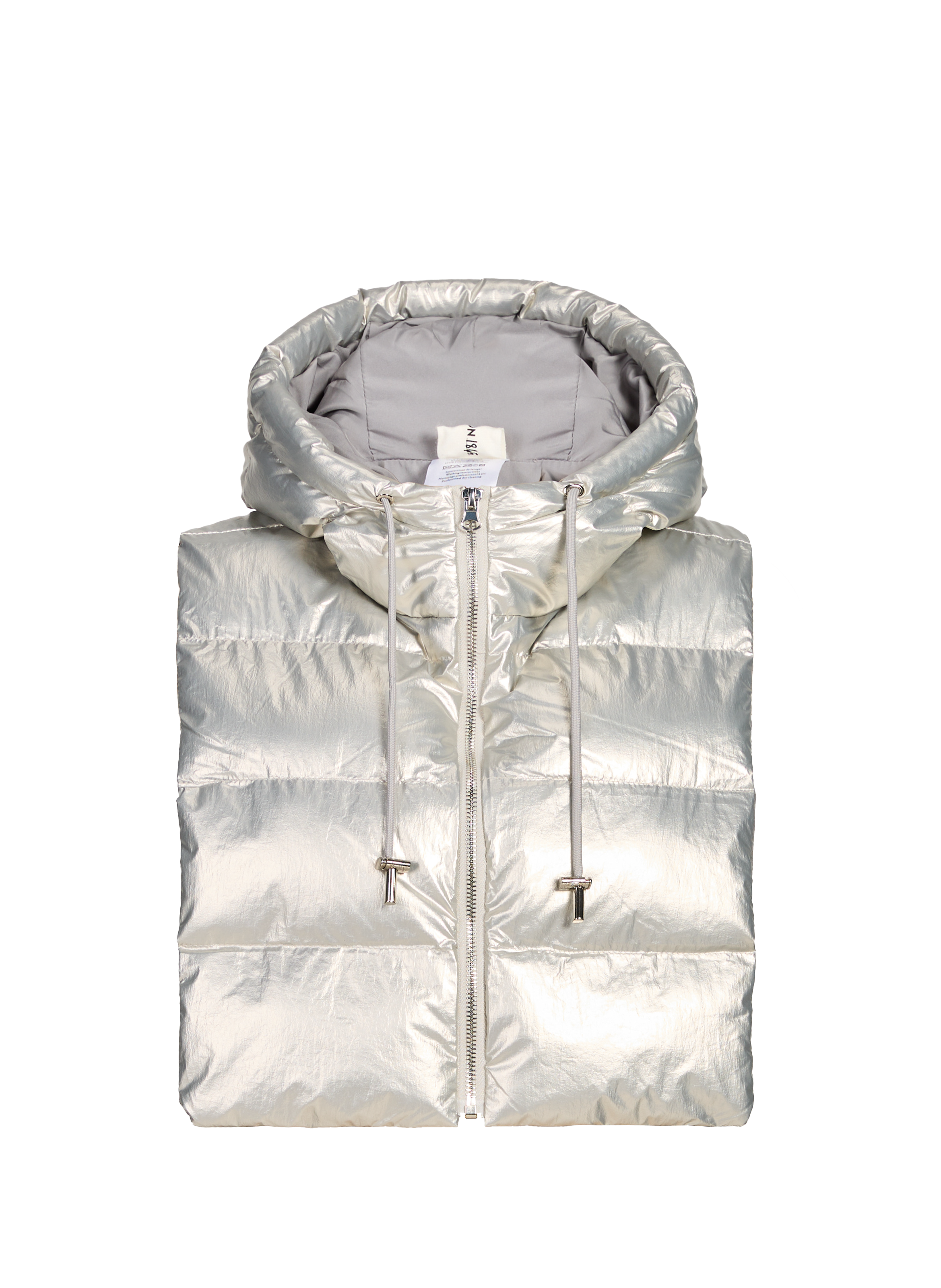 SAISON 1865 Short sleeveless hooded puffer jacket Silver