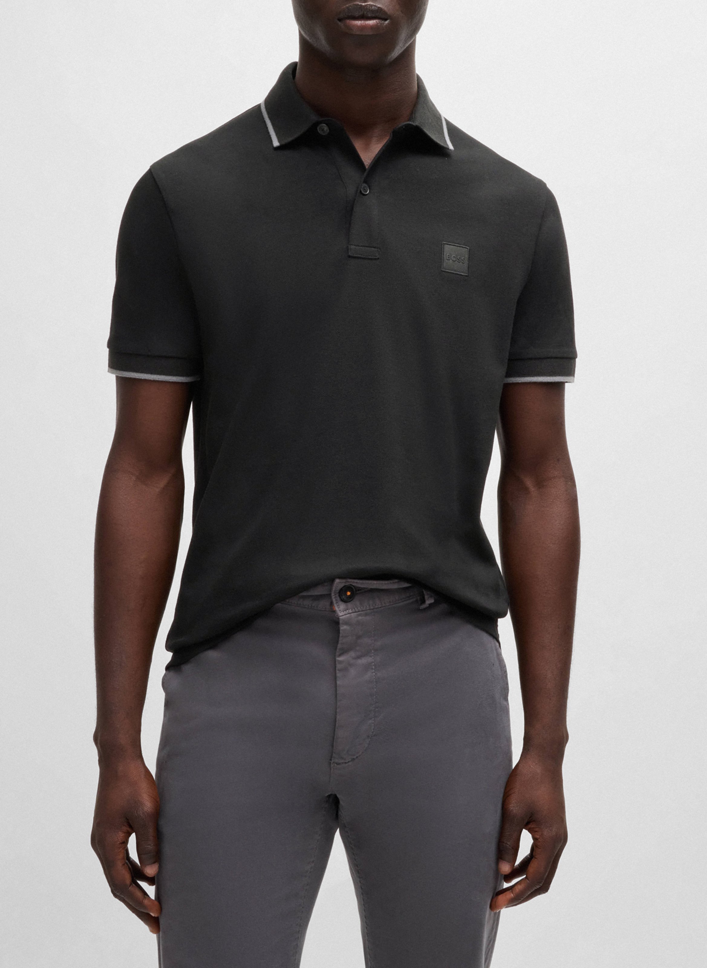 Polo slim-fit en coton stretch BOSS Noir
