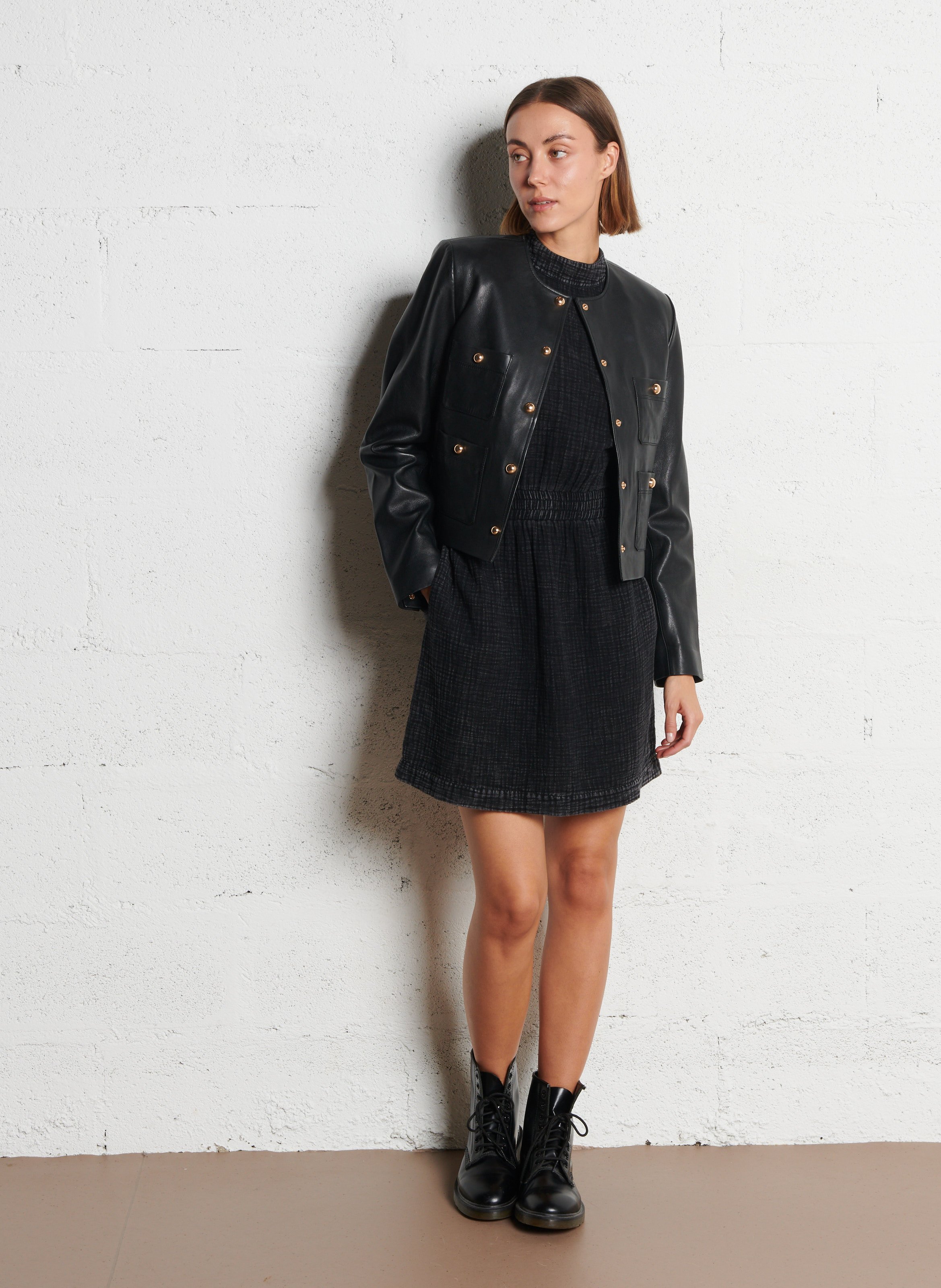 Robe courte col v IKKS Gris