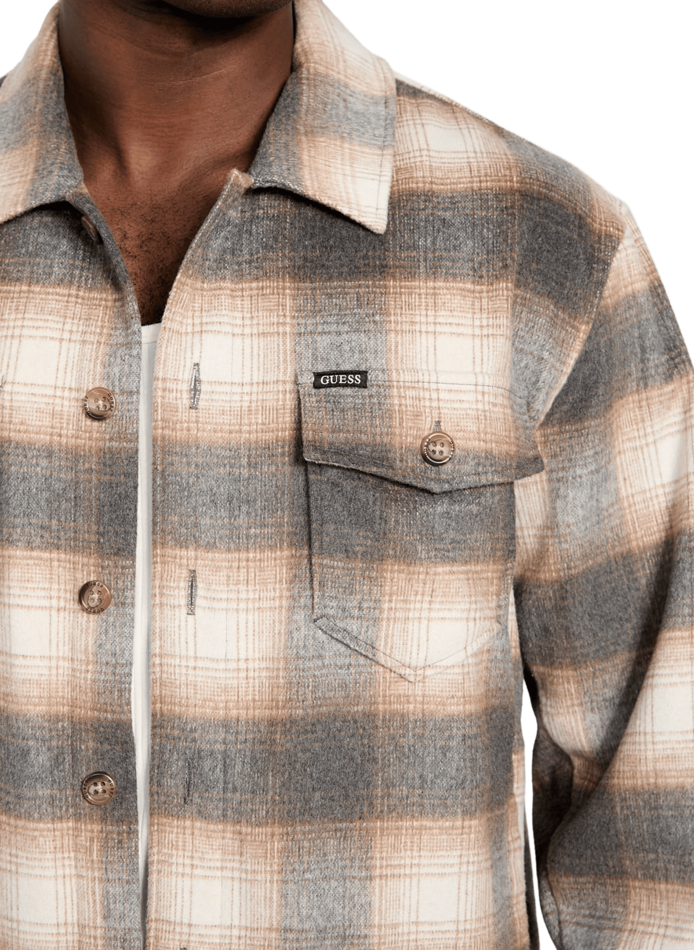 Shirt with classic plaid collar GUESS Beige