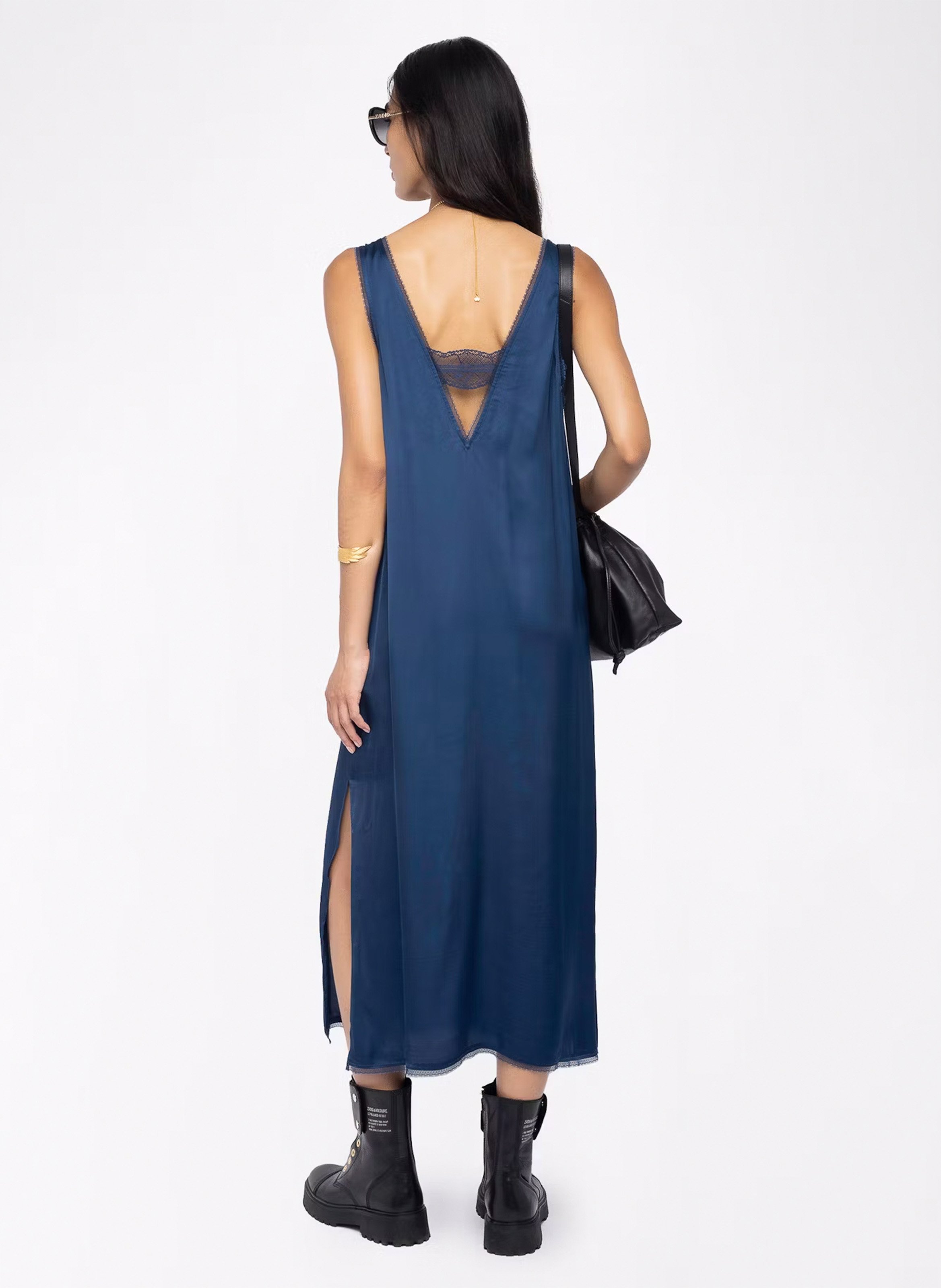 Robe midi col v satinée renzo ZADIG&VOLTAIRE Bleu