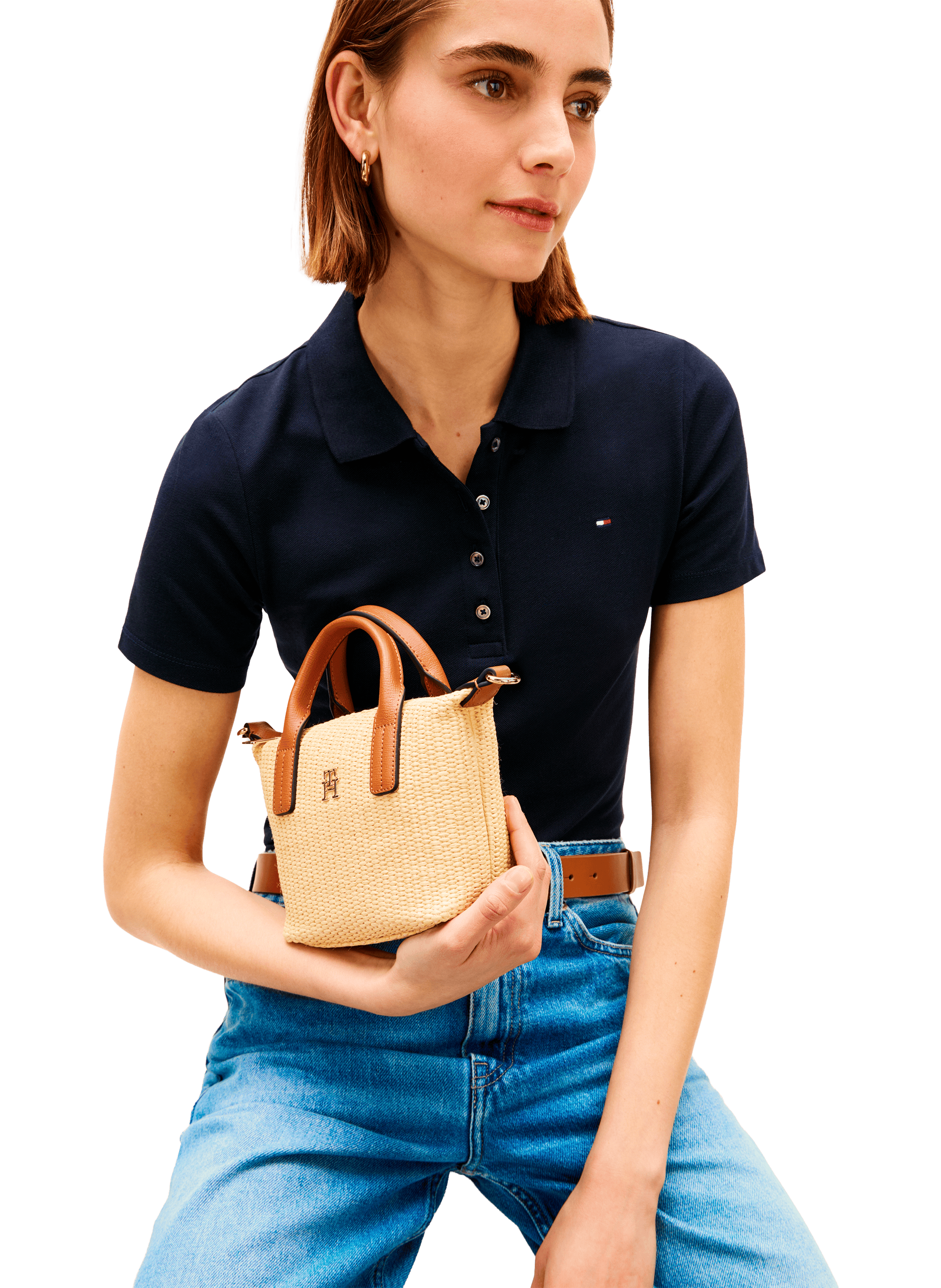 Sac à bandoulière amovible tressé TOMMY HILFIGER Marron