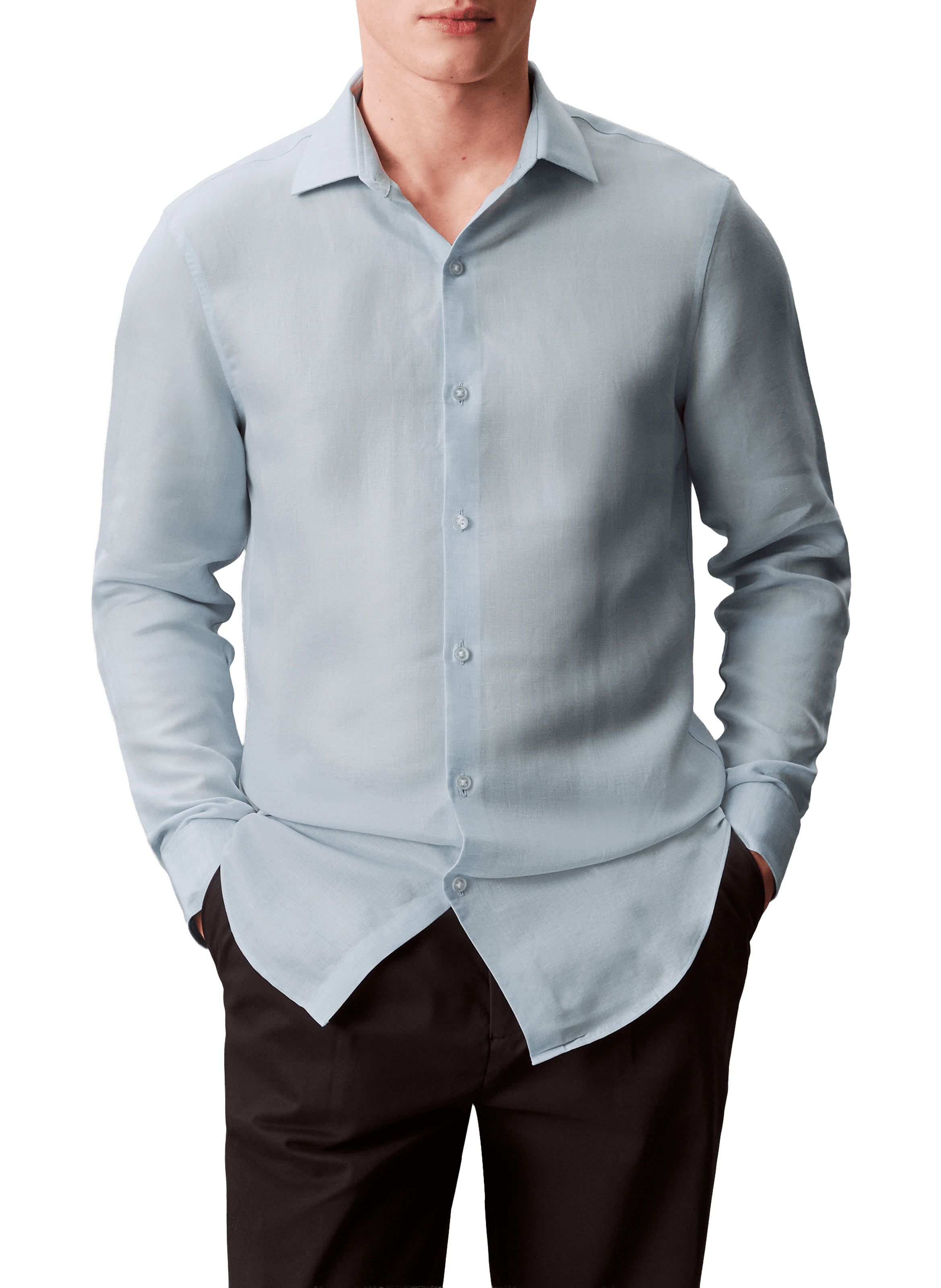 Chemise droite en lin mélangé CALVIN KLEIN Bleu