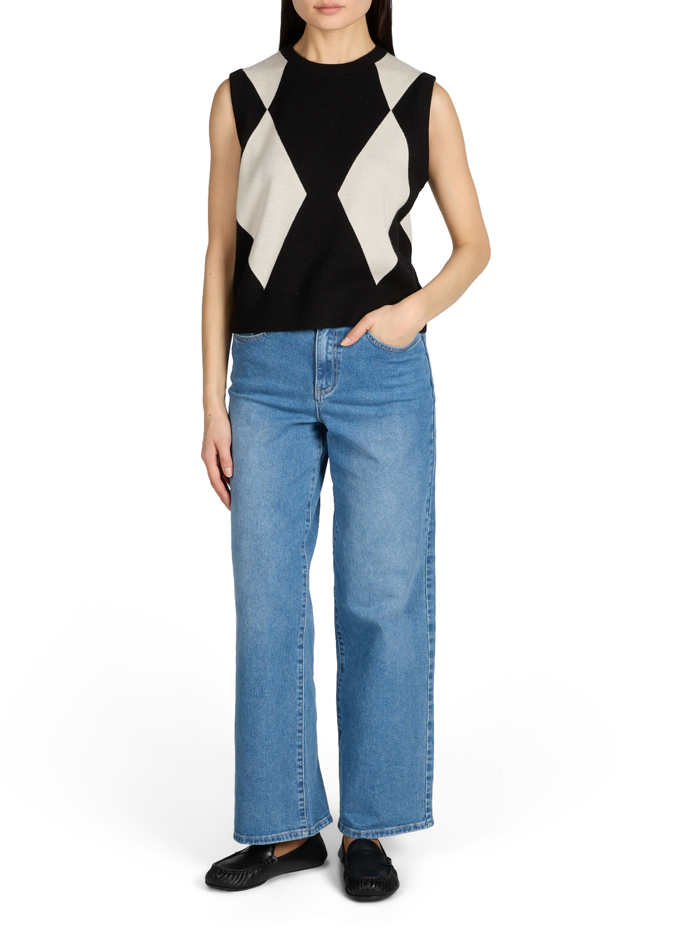 Sleeveless checked vest VILA Black