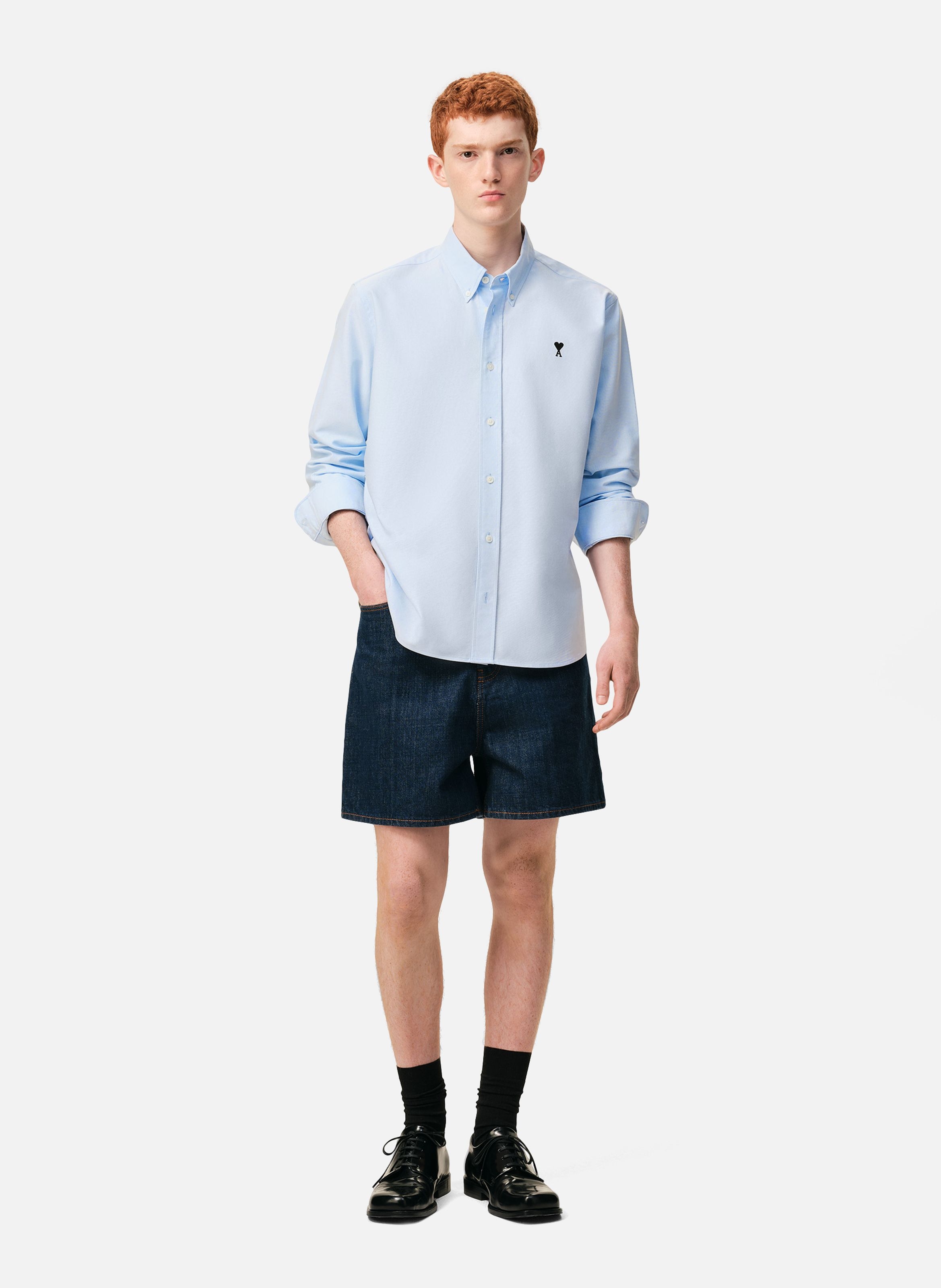 Chemise Col Boutonné Ami De Coeur En Coton AMI PARIS Bleu
