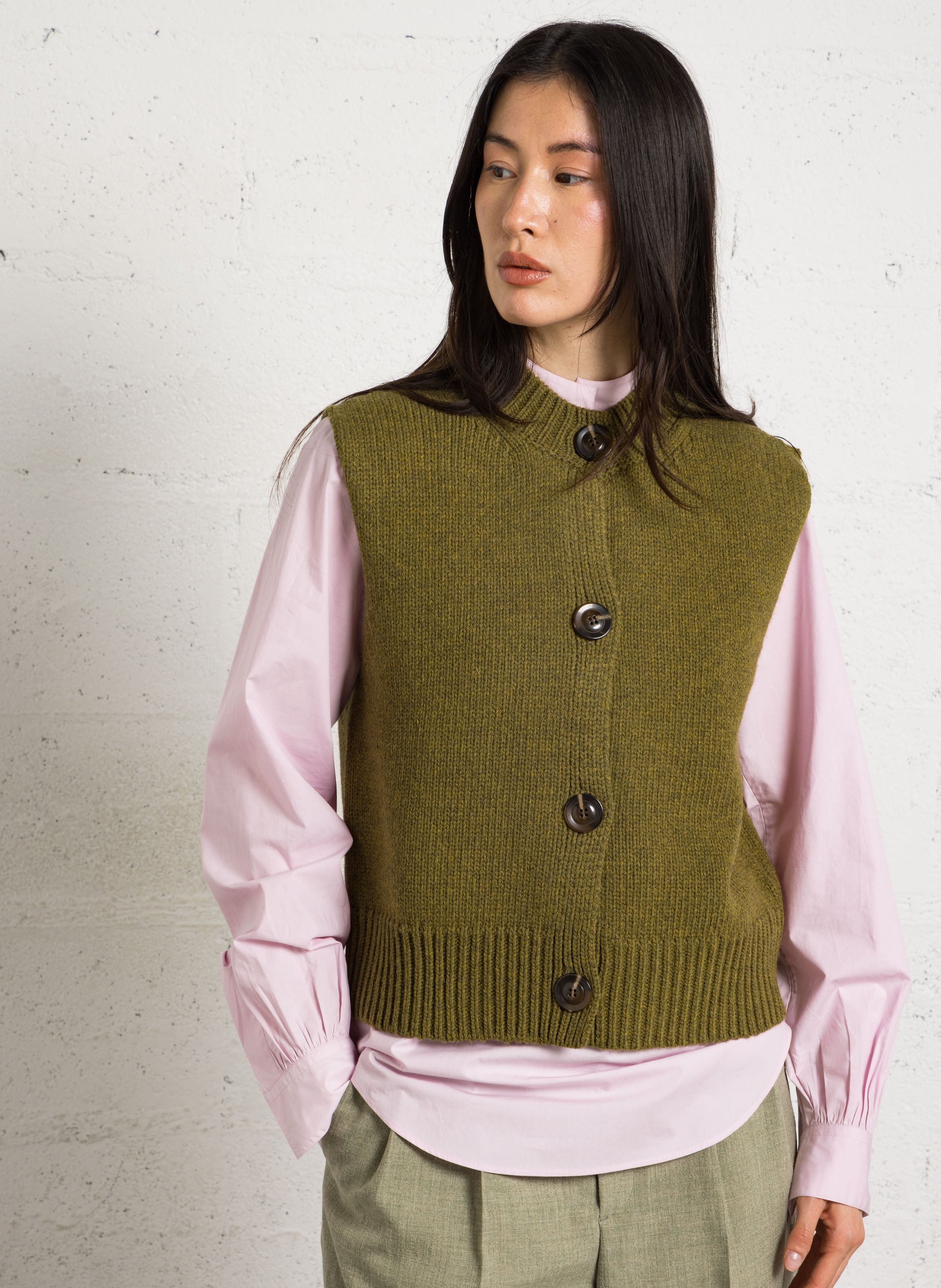 Cardigan oversize col montant en laine ivana SOEUR Vert