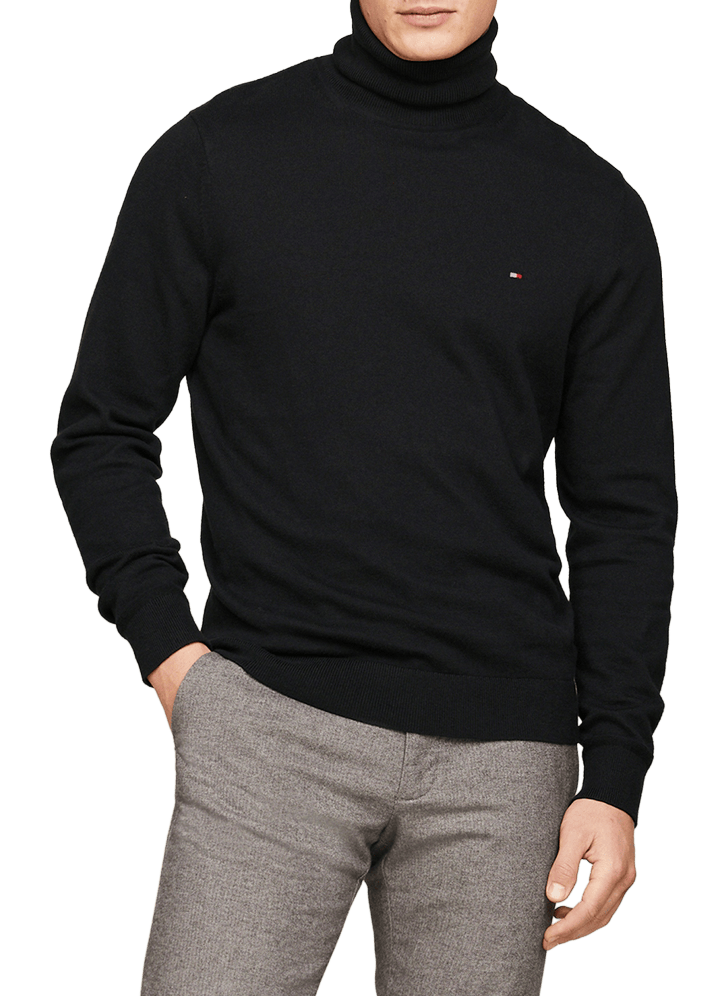 Turtleneck top with contrasting insert TOMMY HILFIGER Black