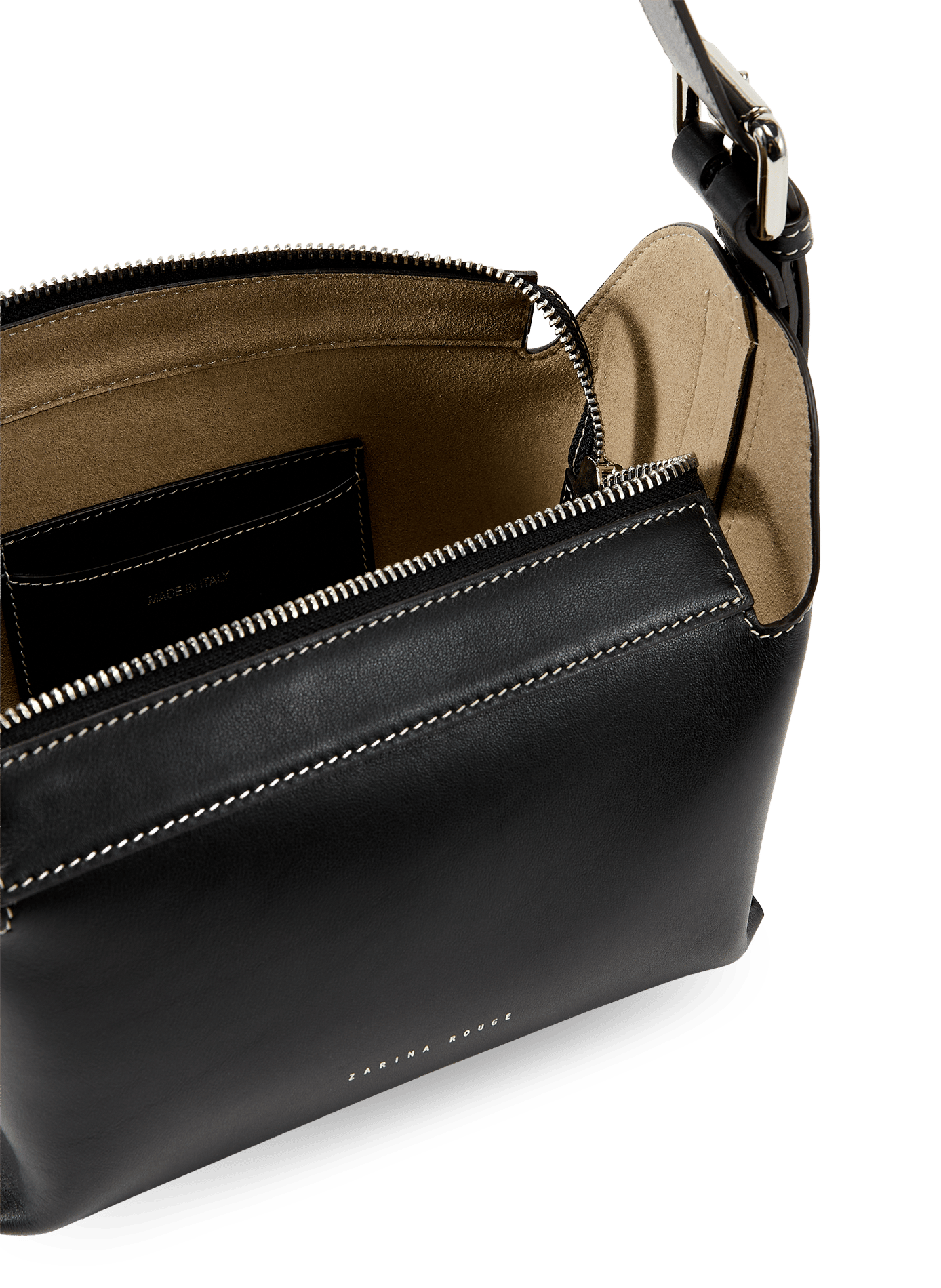 Sac à main Charlie en cuir de vache ZARINA ROUGE Black