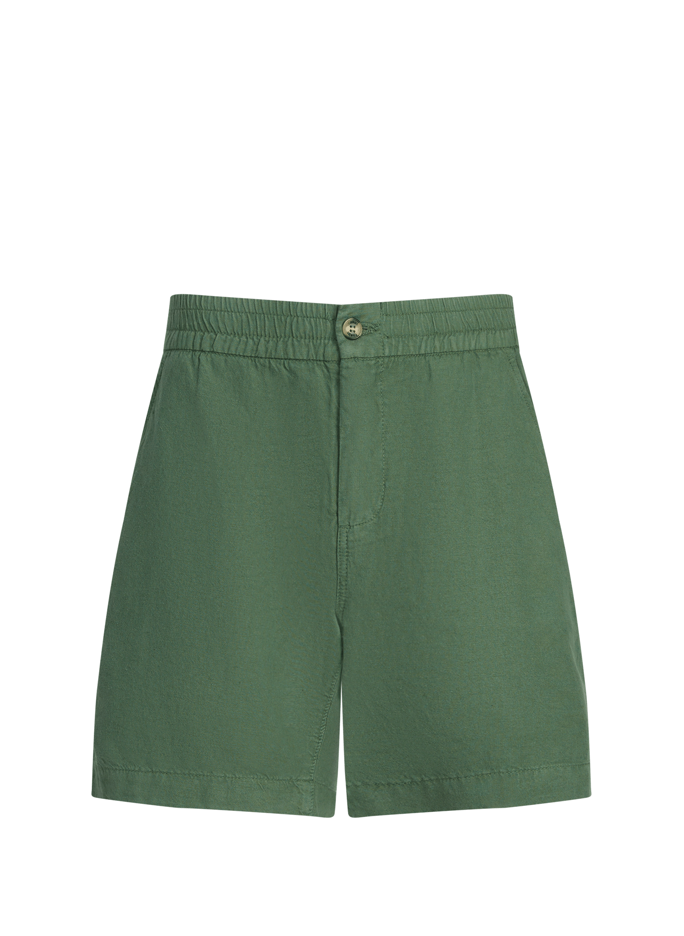 Straight fit Organic cotton and linen blend shorts FAGUO Green