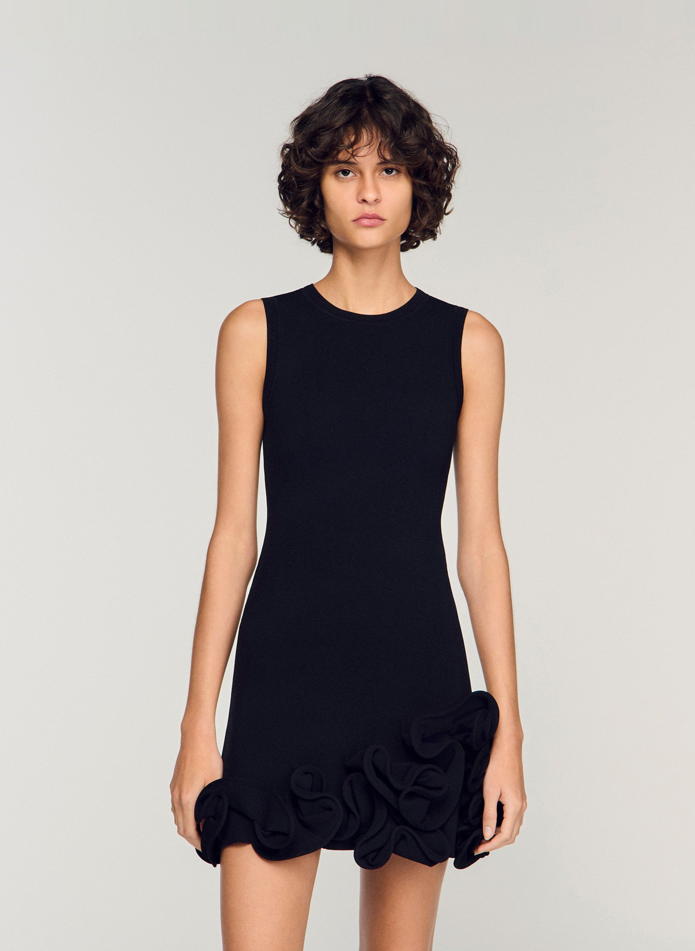 Robe courte col rond SANDRO Noir