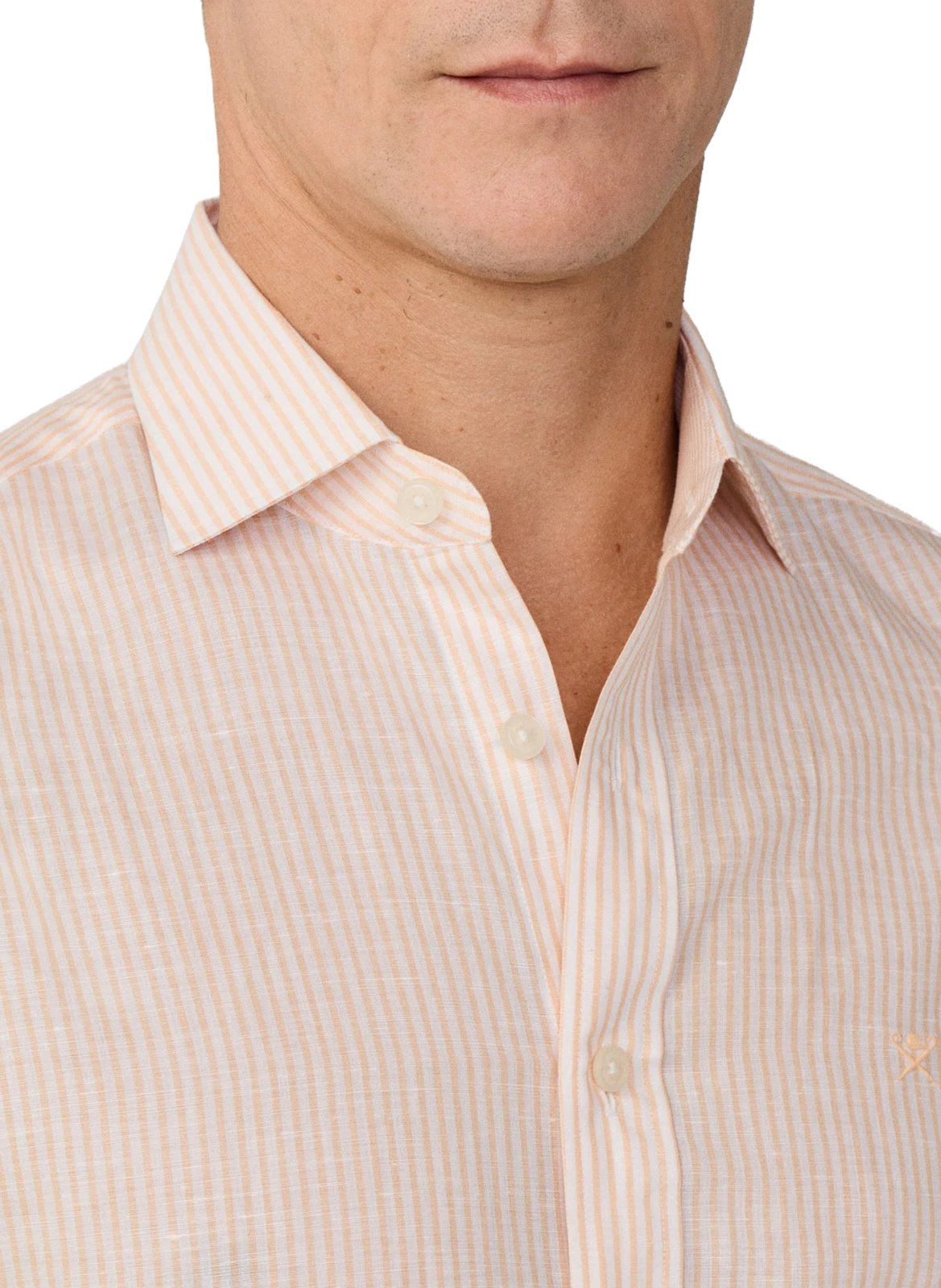 Striped linen shirt HACKETT Orange