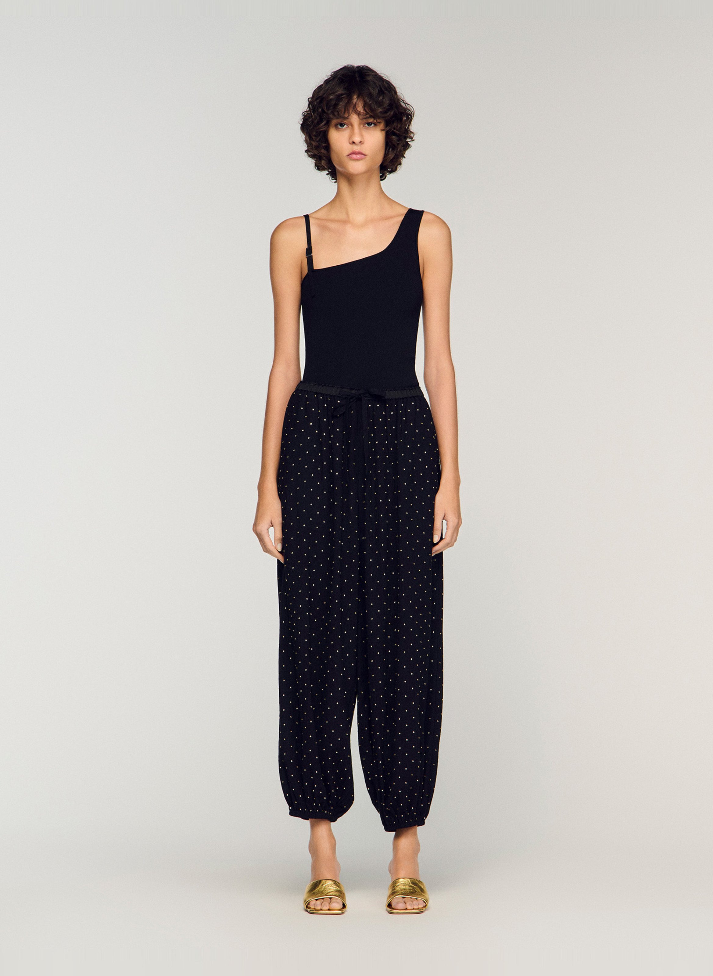 Pantalon large strassé SANDRO Noir