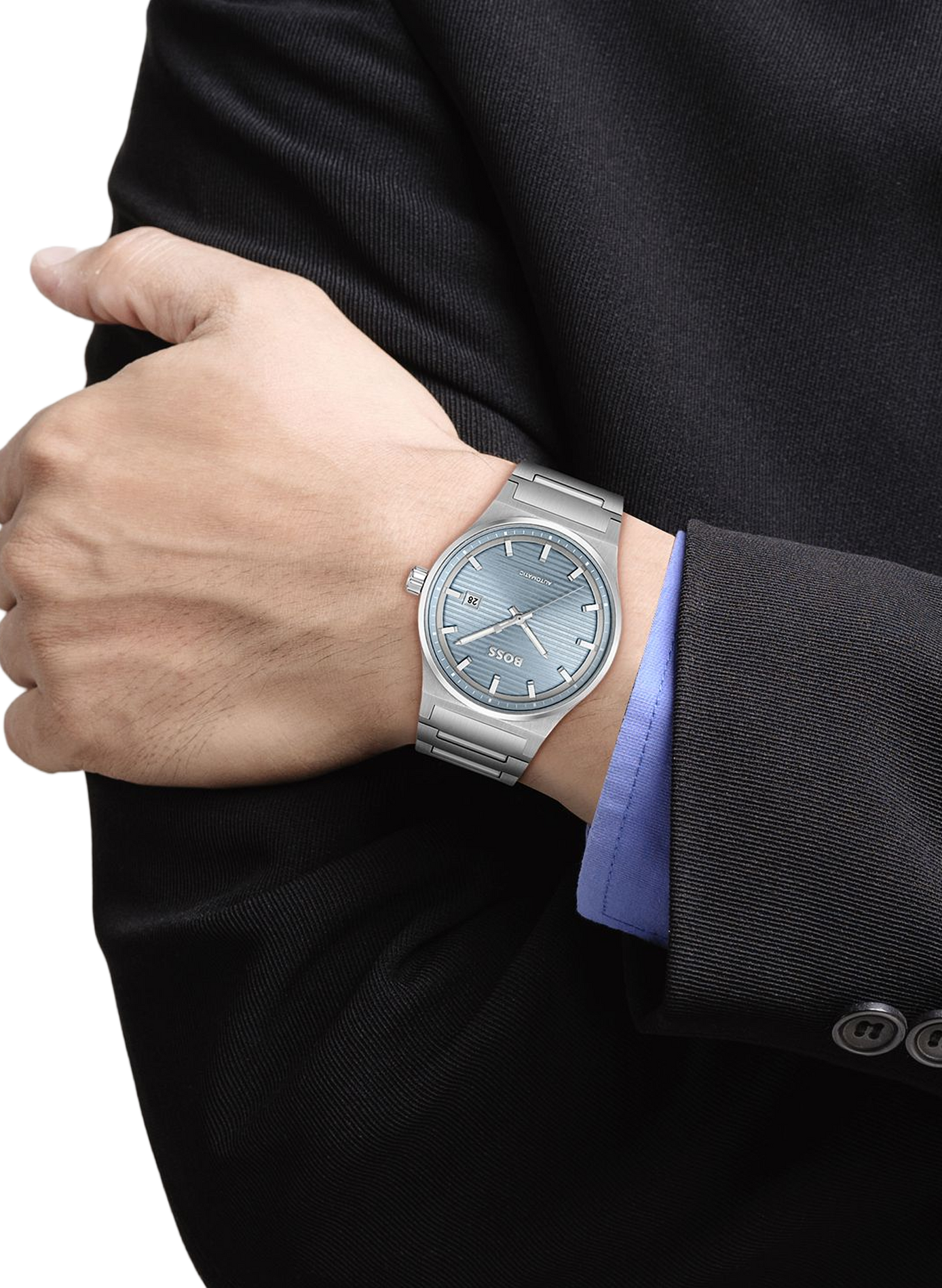 Monte automatique Candor Auto en acier inoxydable BOSS MONTRES Bleu