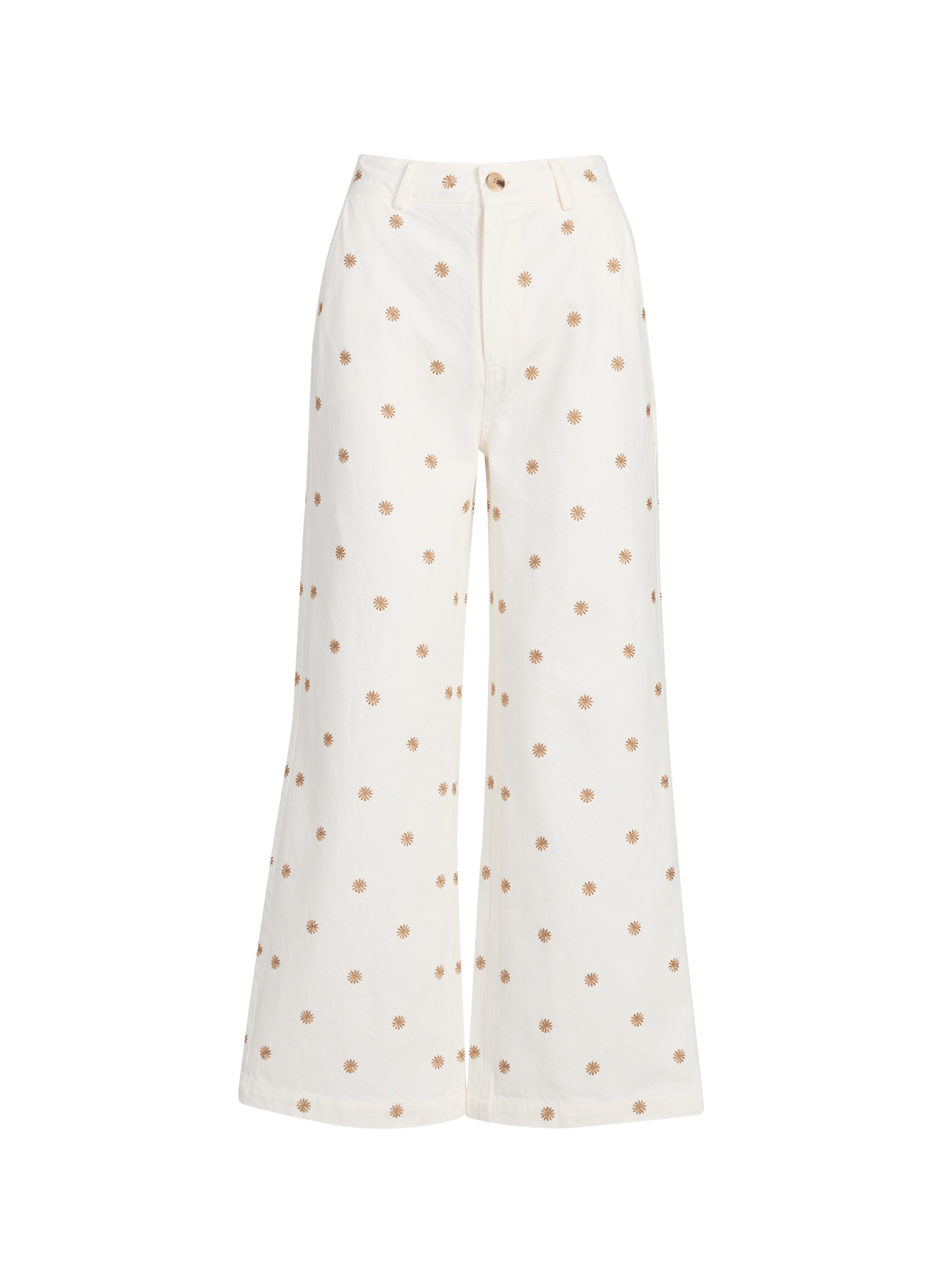 Pantalon brodé Victorine en coton GARANCE Blanc
