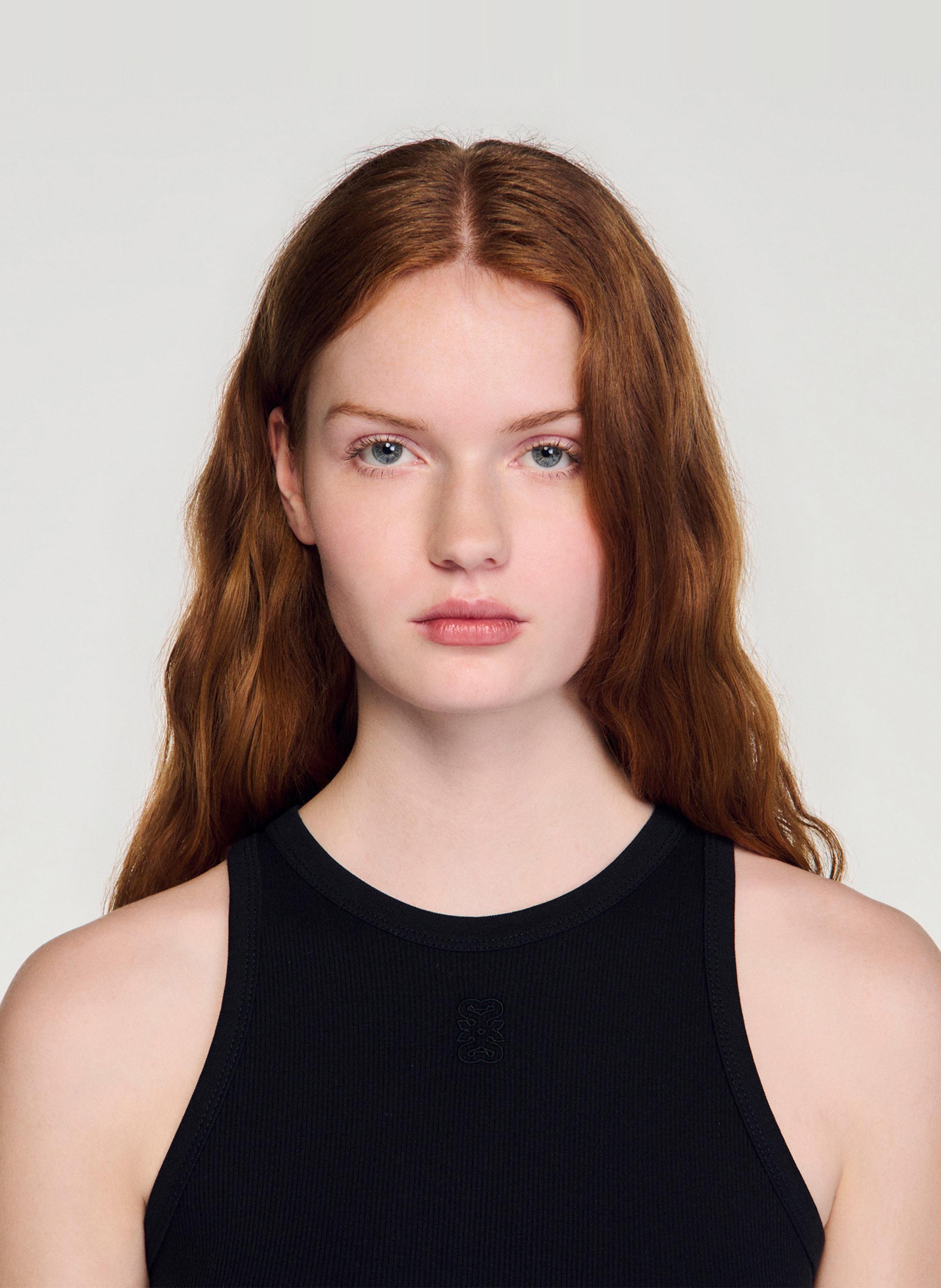 Débardeur col rond en coton Noir