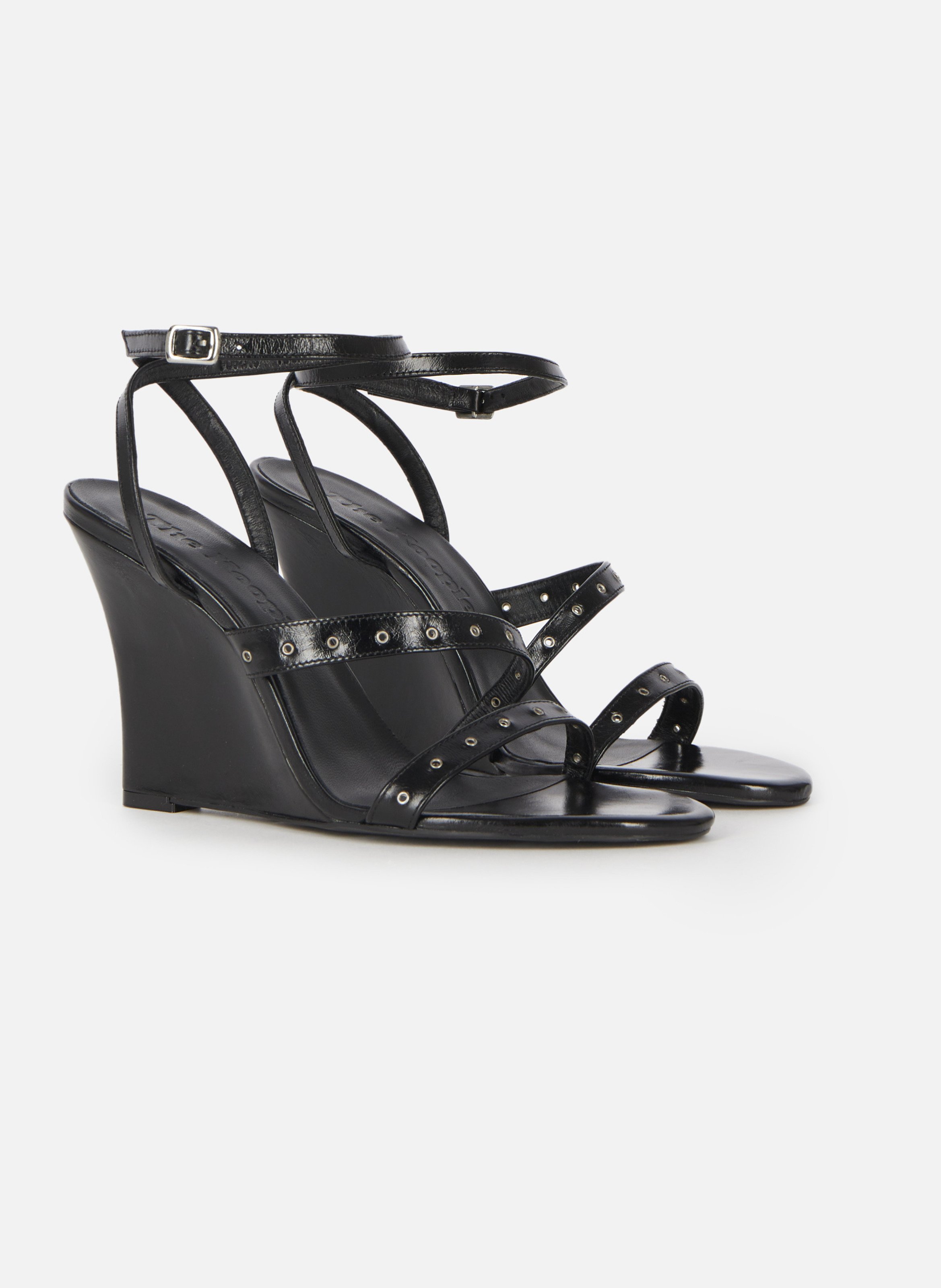 Sandales à talons compensés avec studs THE KOOPLES Noir
