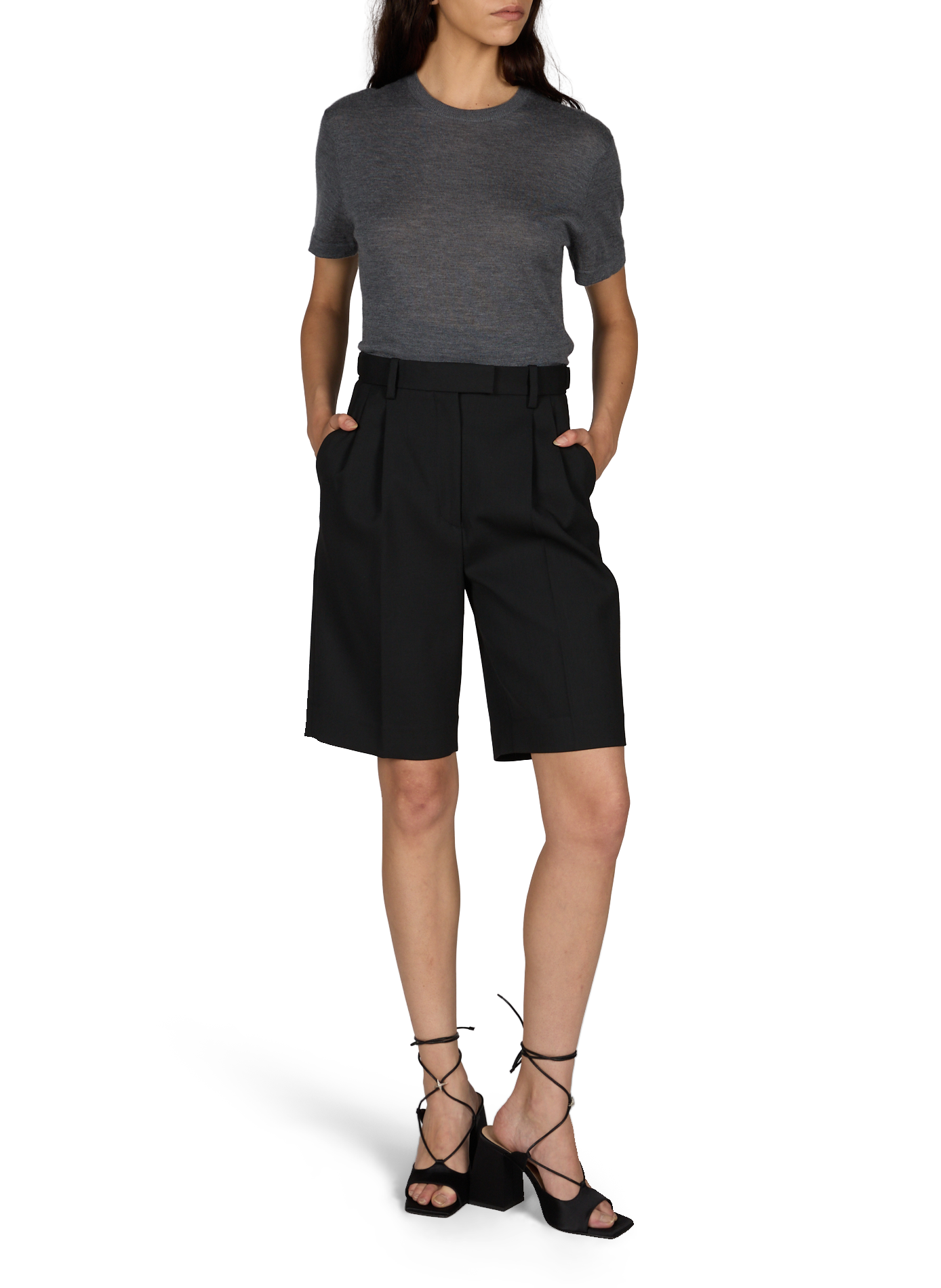 High-waisted Bruna pleated shorts ALMADA Black