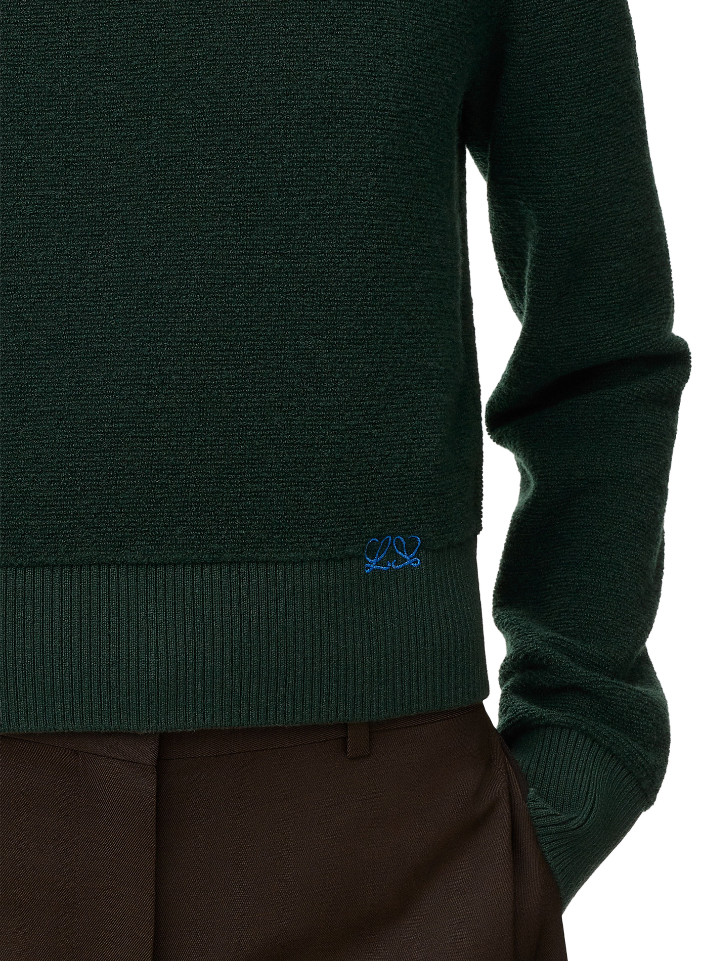 Straight wool embroidered sweater LOEWE Green