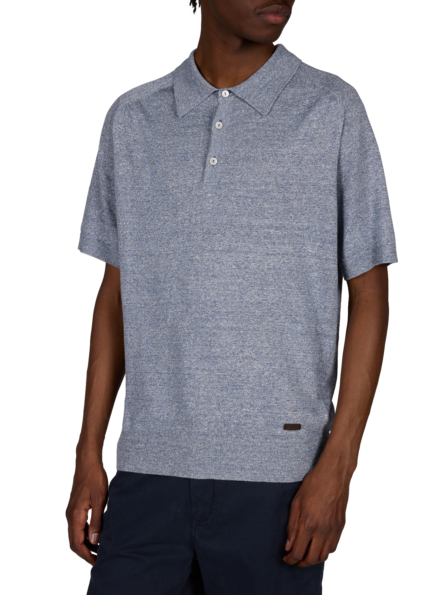 Linen and cotton blend polo ETON Blue