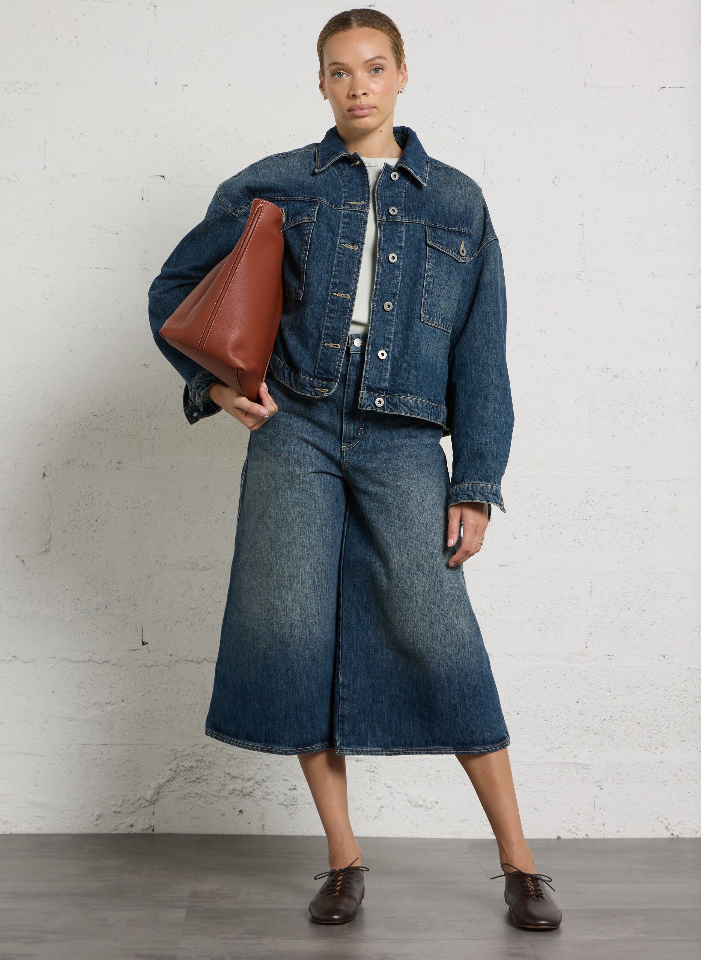 Bermuda large taille haute en jean joyce SOEUR Bleu