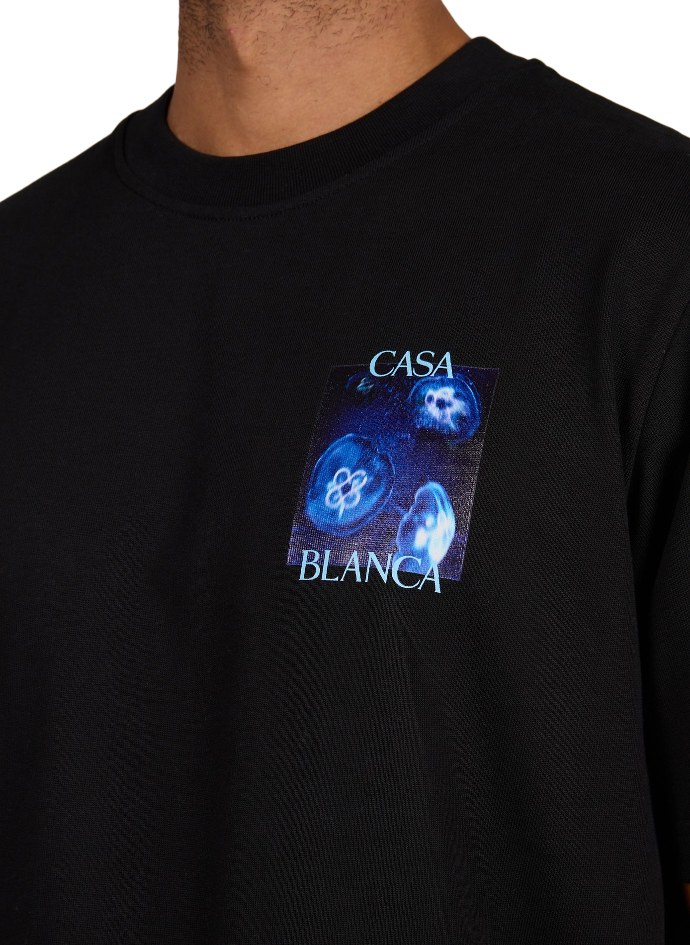 Oversized round neck cotton printed t-shirt CASABLANCA PARIS Black