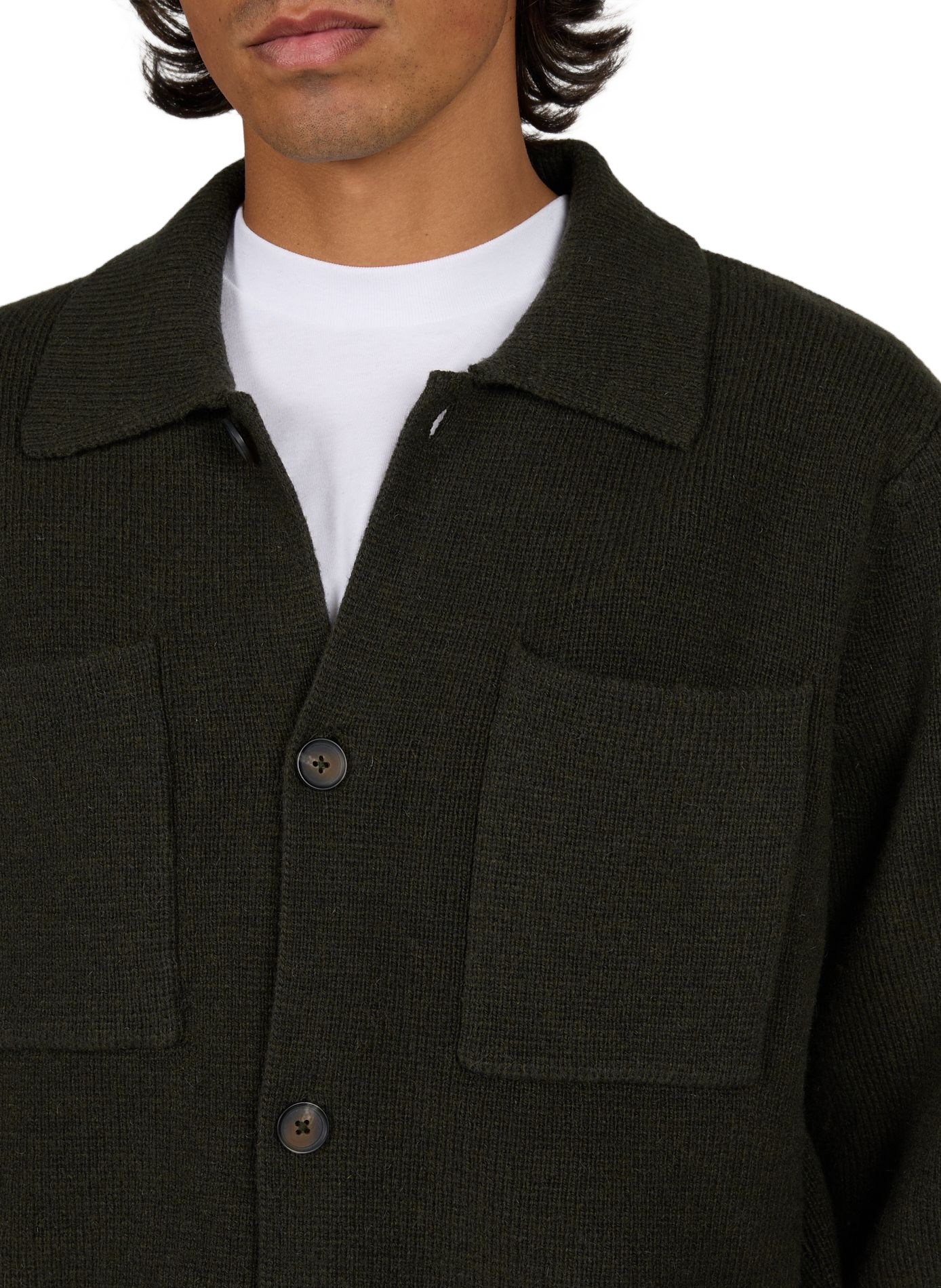 Straight wool button-up cardigan LES DEUX Green