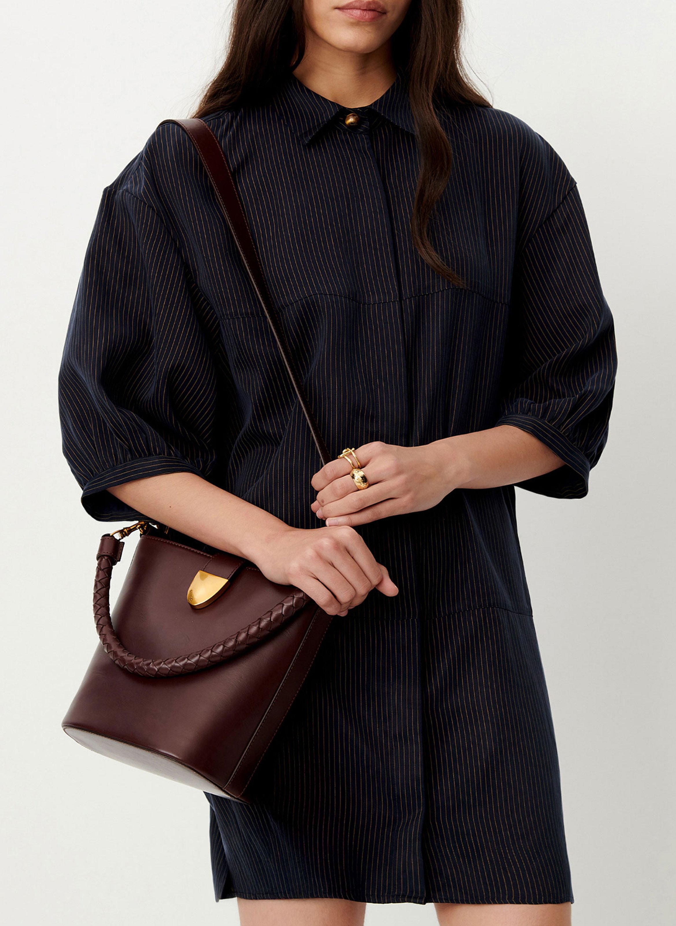 Robe courte droite col classique rayée courtney SESSUN Bleu