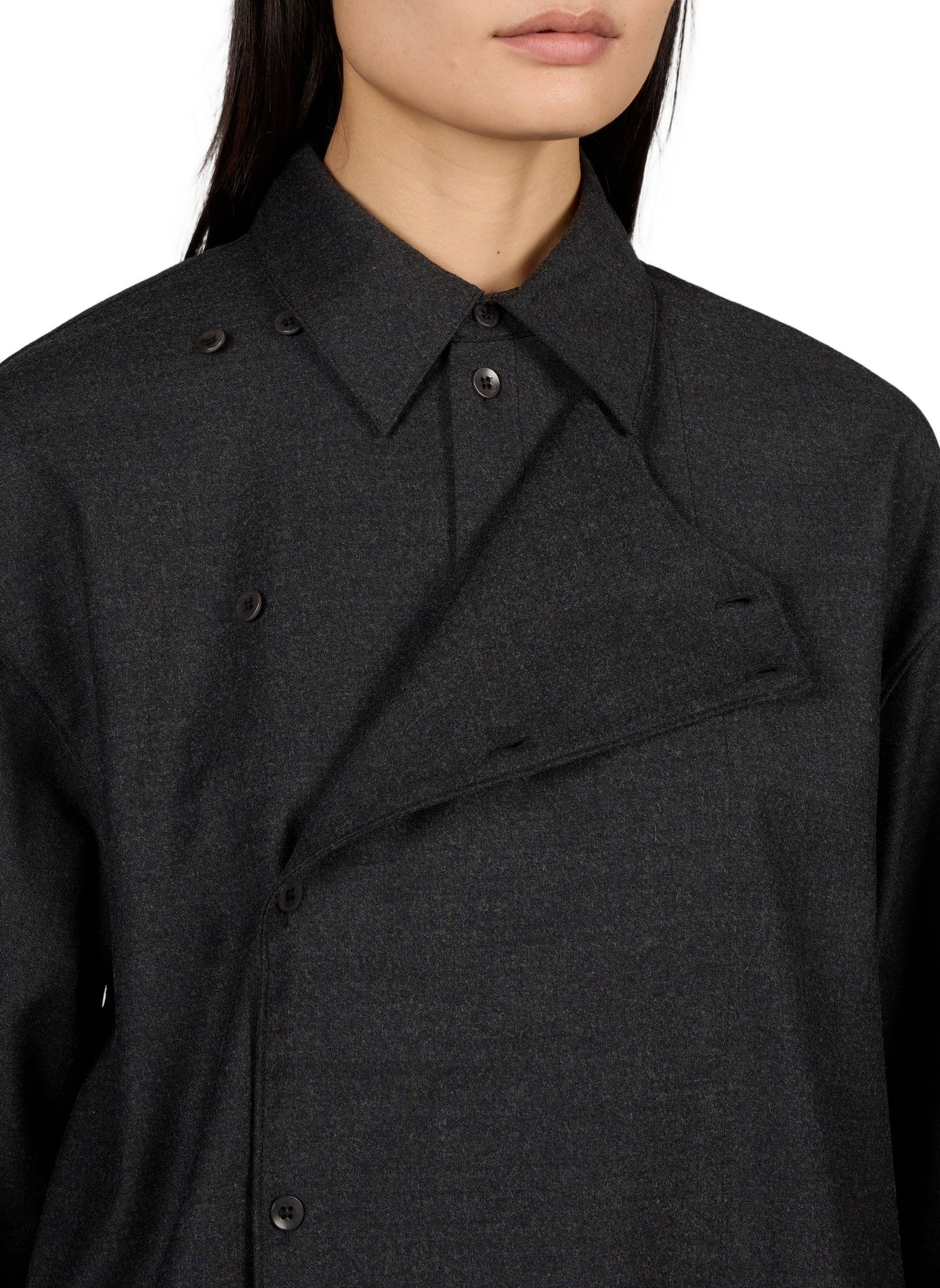 Chemise ample boutonnée en laine mélangée TIBI Gris