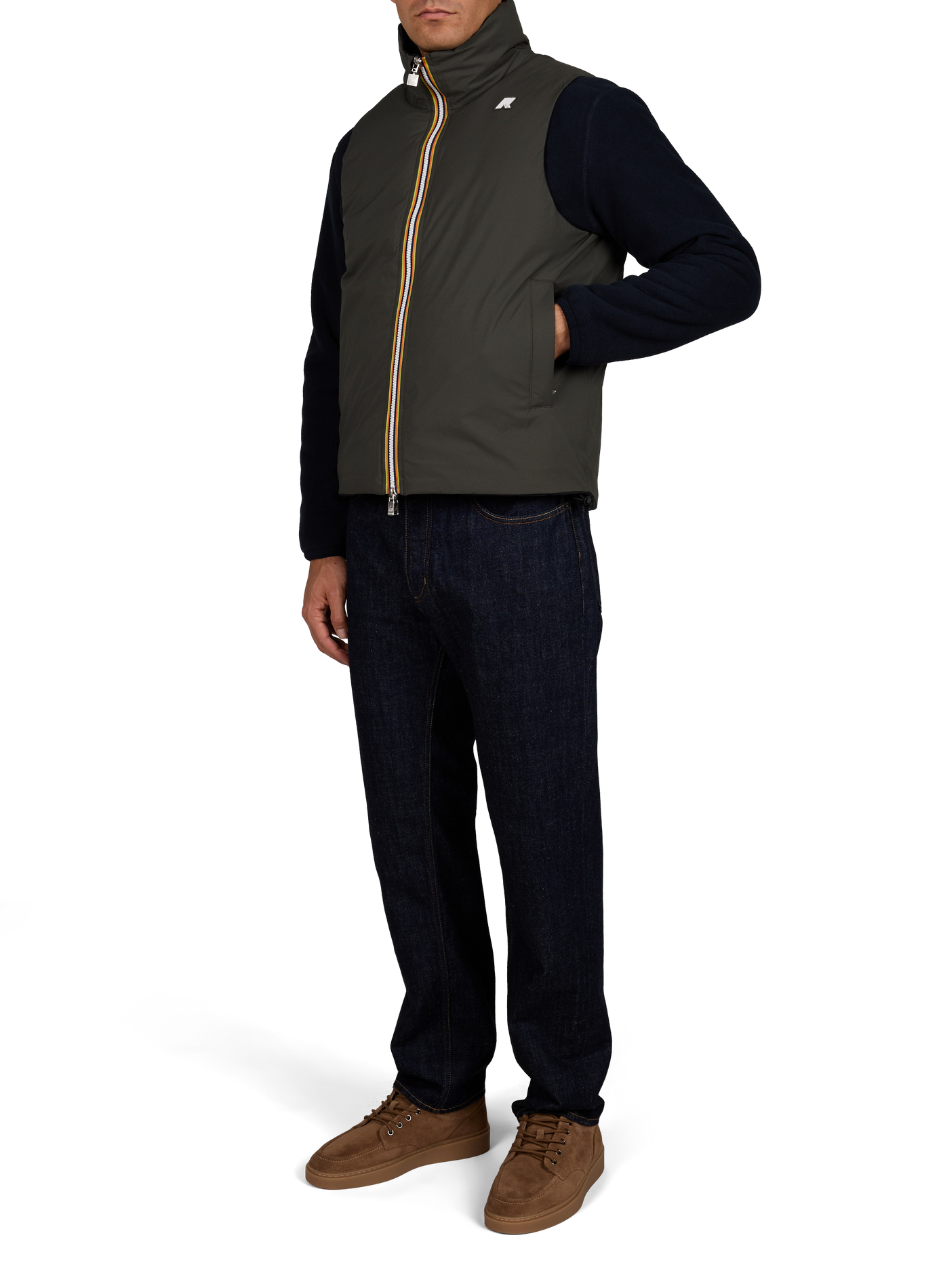 Valen straight high-neck reversible vest K-WAY Khaki